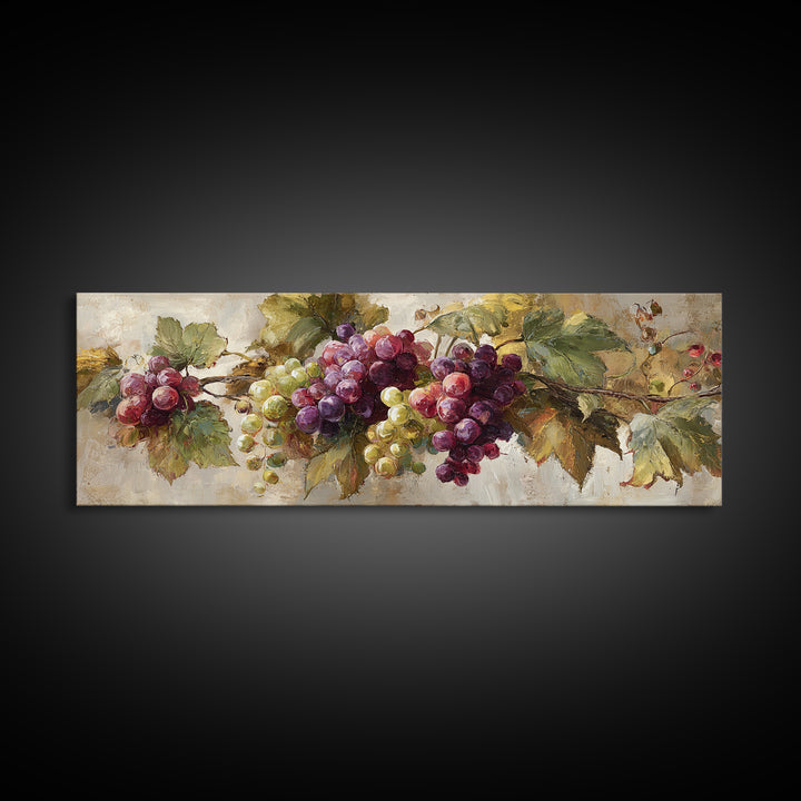 Single Grape Cluster Botanical Study Canvas Print, Winery Art, Travel Poster, Winery Decor, Watercolor Art, Vineyard, WIN-3x1-85
