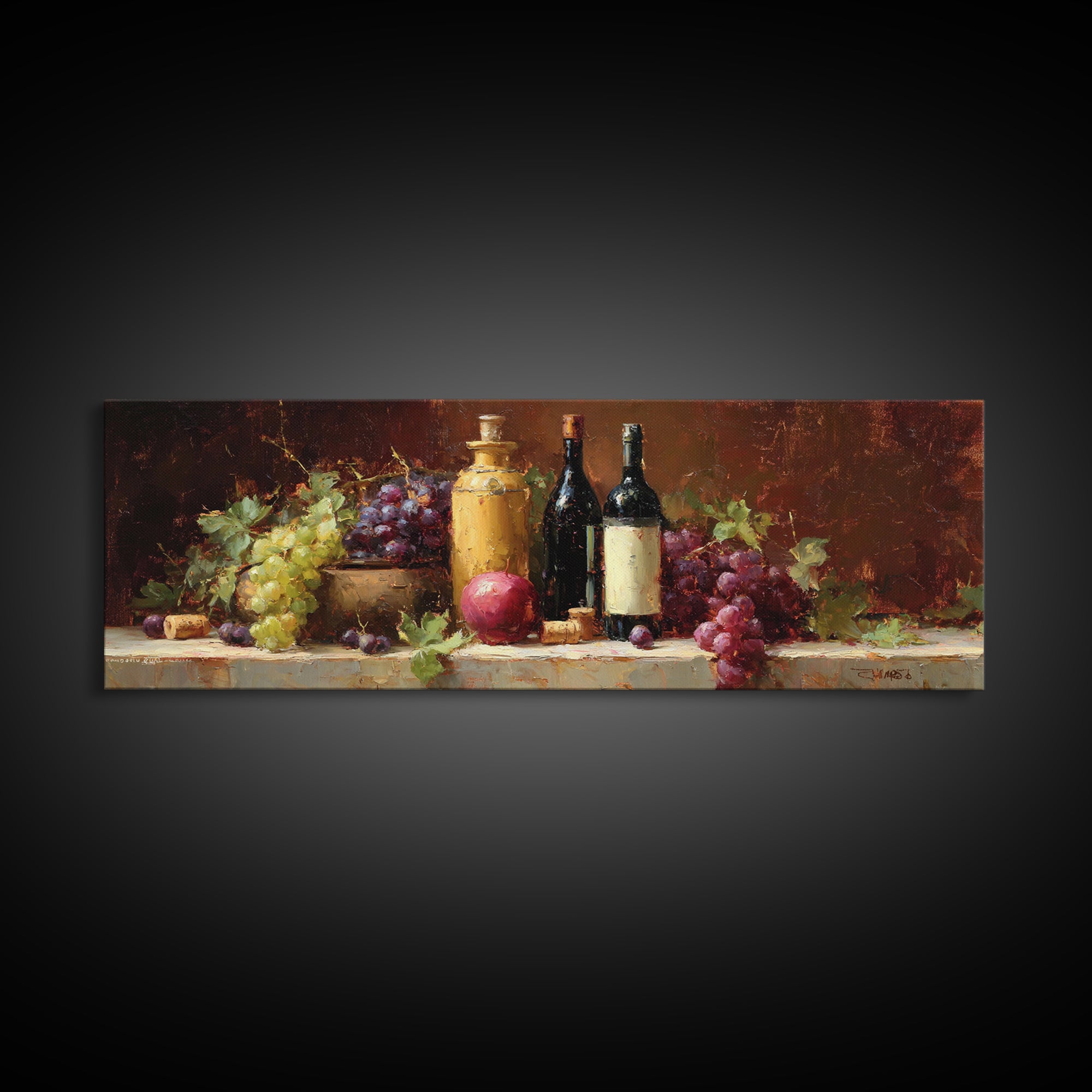 Burgundy Abstract with Gold Accents Framed Canvas Print, Winery Art, Artwork, Winery Decor, Abstract Art, Vineyard, Bar Decor, WIN-3x1-87