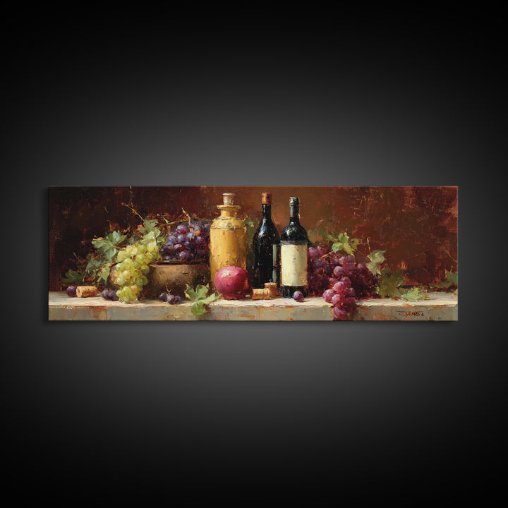 Burgundy Abstract with Gold Accents Framed Canvas Print, Winery Art, Artwork, Winery Decor, Abstract Art, Vineyard, Bar Decor, WIN-3x1-87