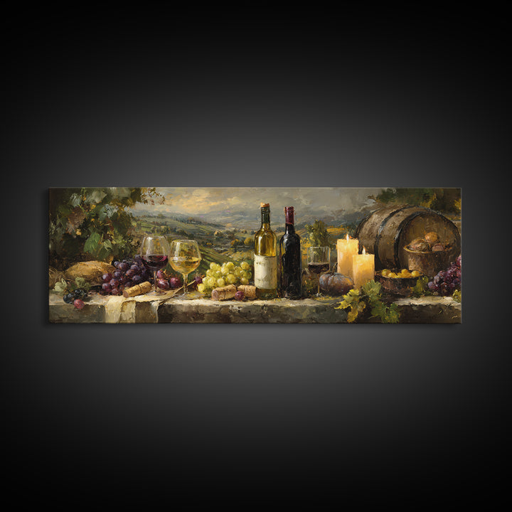French Vineyard Hills Canvas Print, Winery Art, Textured Painting, Winery Decor, Fine Art, Vineyard, Oil Painting, Wall Hanging, WIN-3x1-96