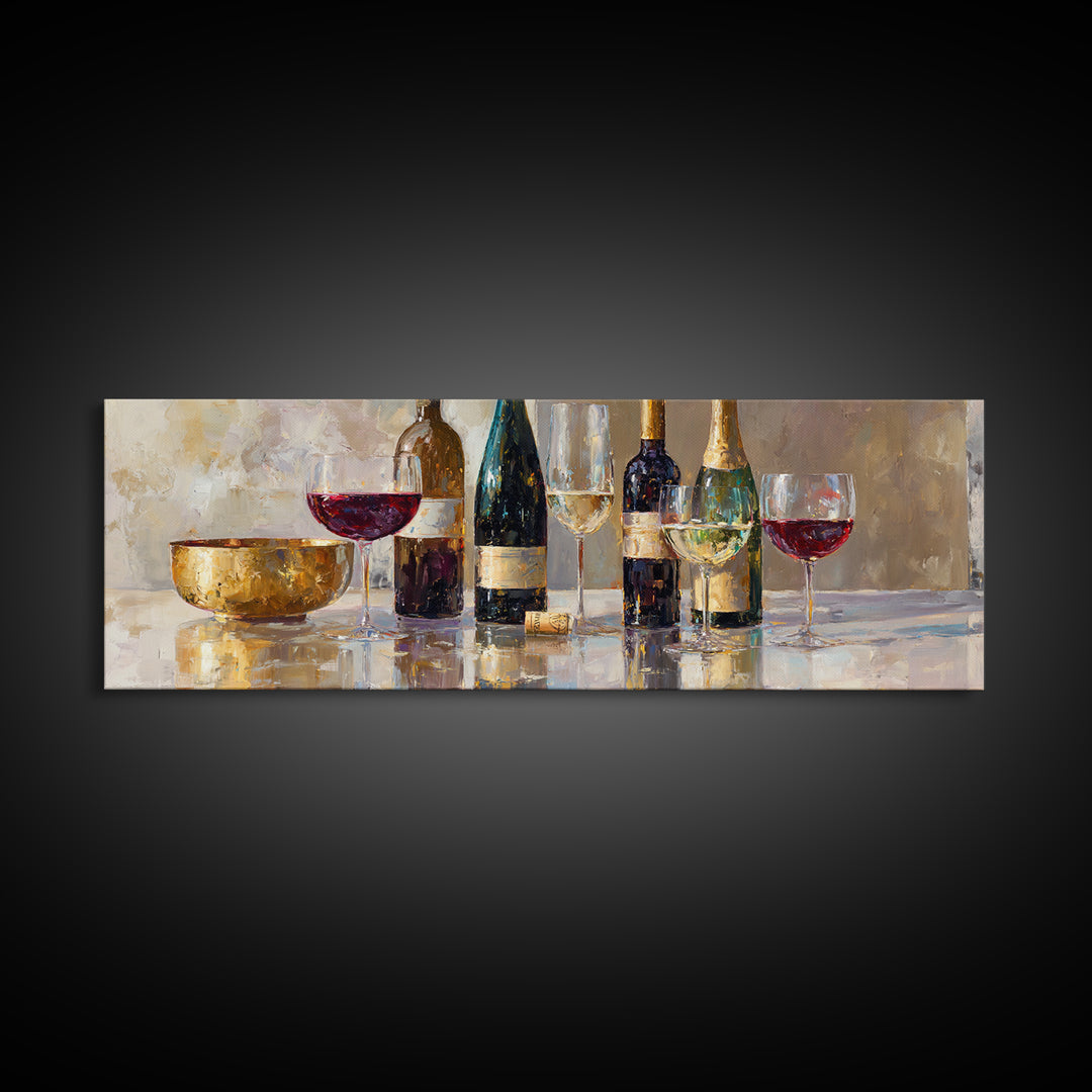 Wine Tasting Flight Rendered as Elegant Still Canvas Print, Winery Art, Bar Art, Winery Decor, Fine Art, Vineyard, WIN-3x1-98