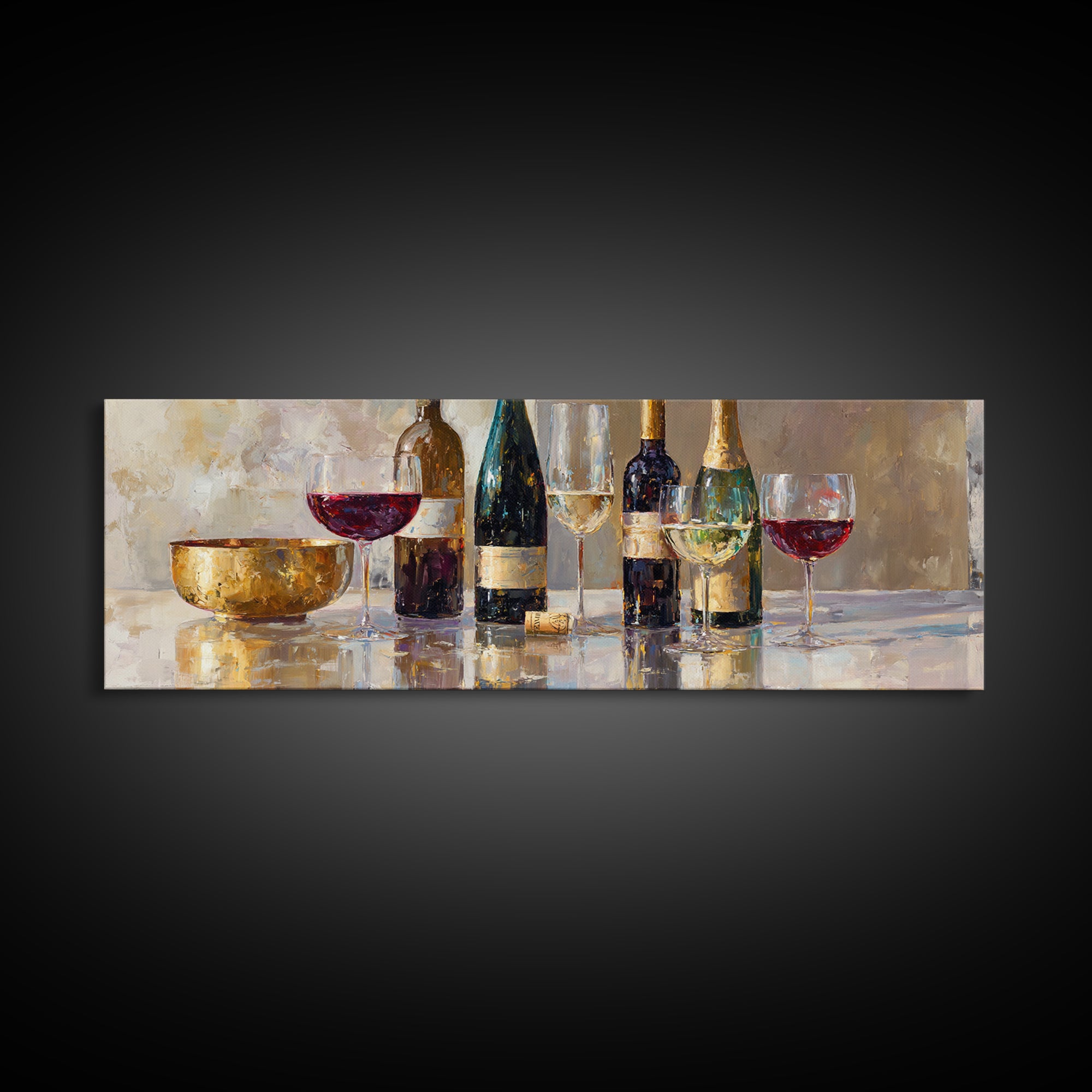 Wine Tasting Flight Rendered as Elegant Still Canvas Print, Winery Art, Bar Art, Winery Decor, Fine Art, Vineyard, WIN-3x1-98