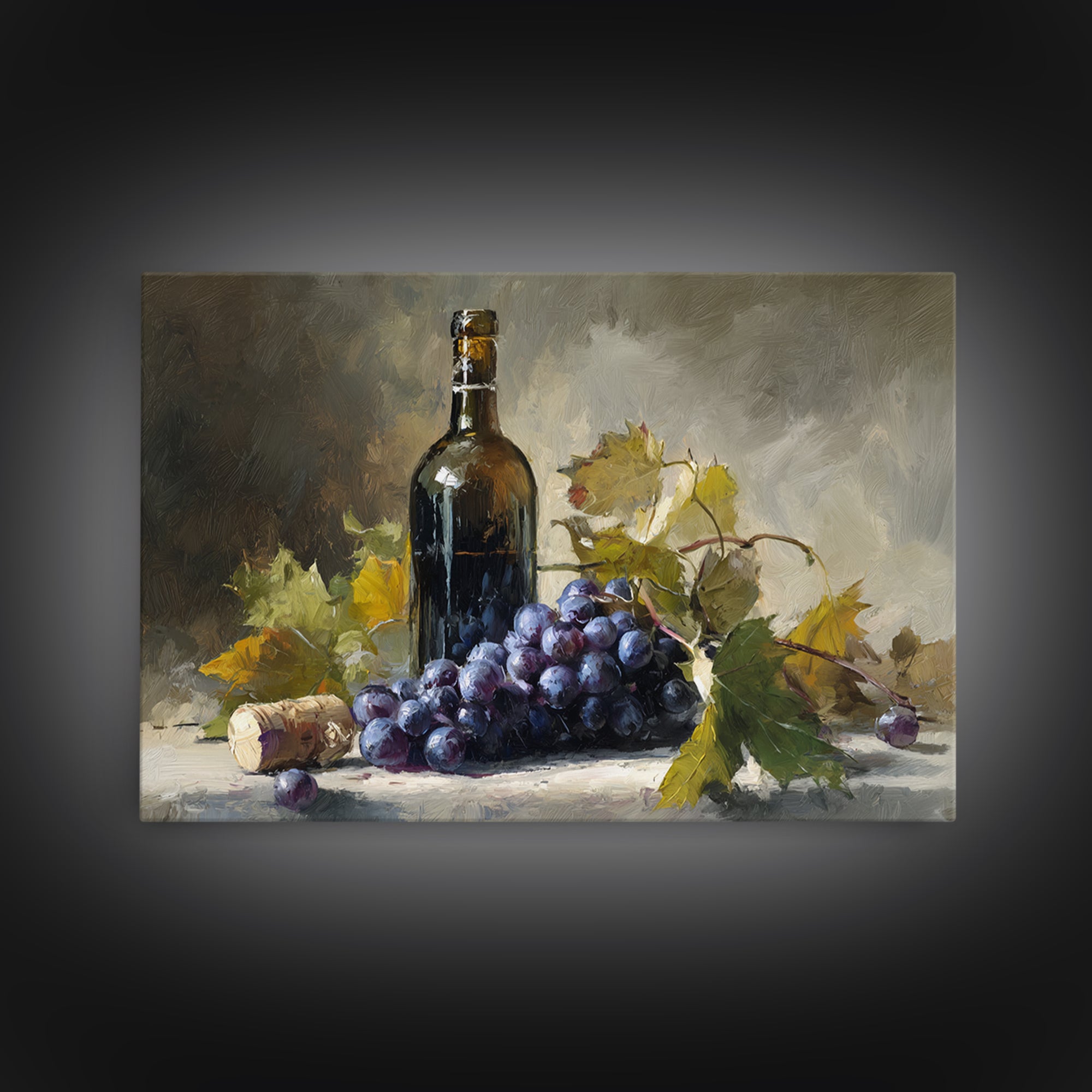 Single Grape Cluster Botanical Study Canvas Print, Winery Art, Retro Wall Art, Winery Decor, Fine Art, Vineyard, Modern Decor, WIN-3x2-1