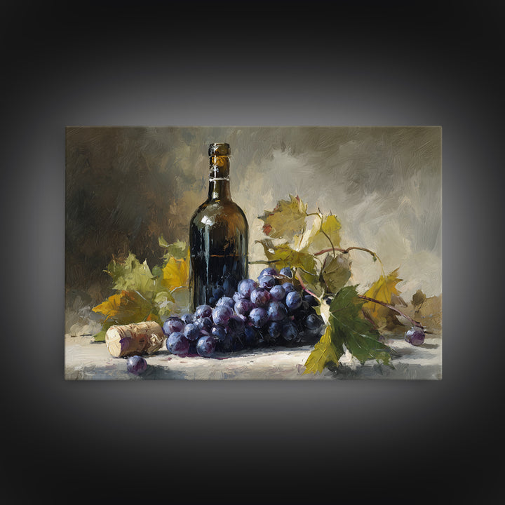 Single Grape Cluster Botanical Study Canvas Print, Winery Art, Retro Wall Art, Winery Decor, Fine Art, Vineyard, Modern Decor, WIN-3x2-1