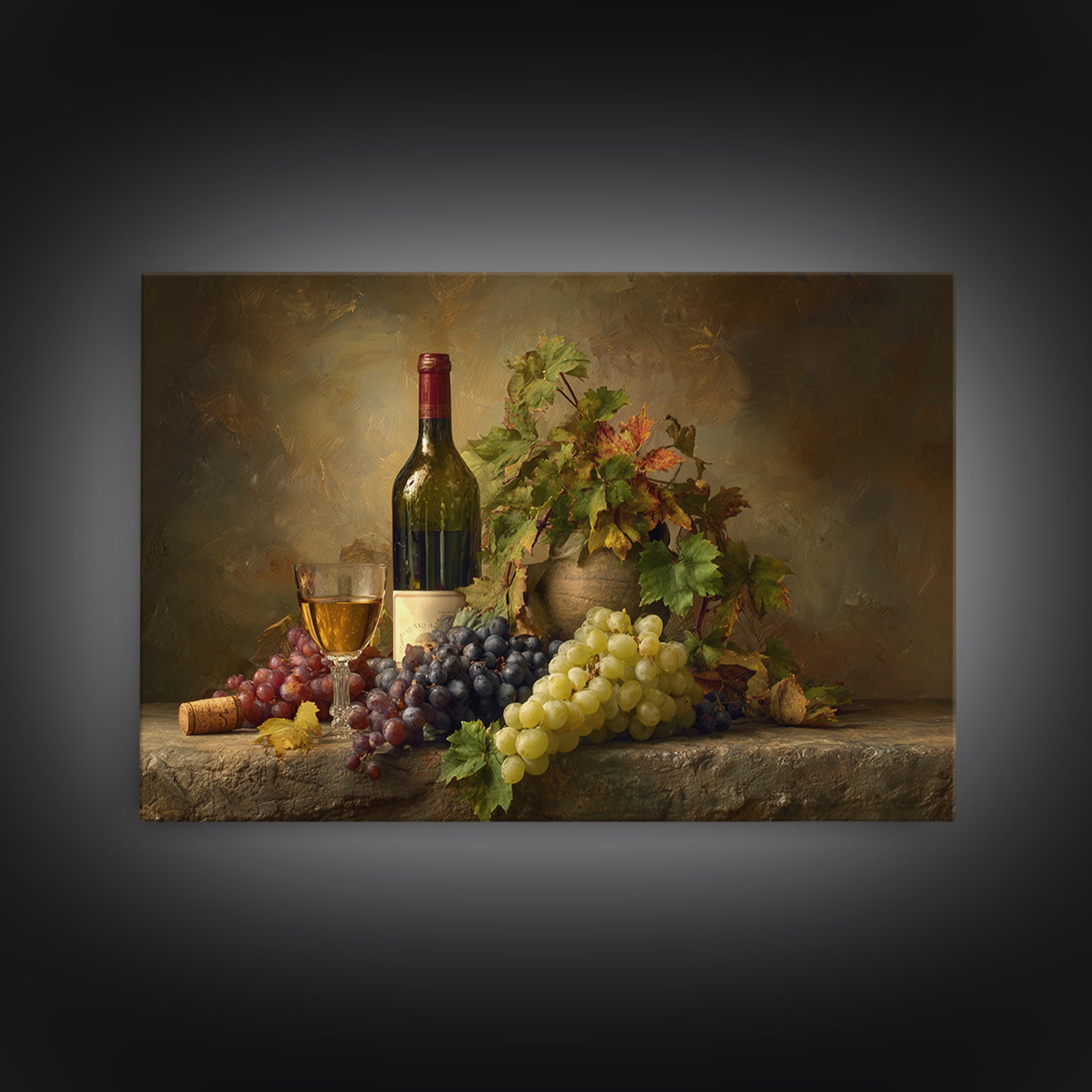 Wine Tasting Flight Rendered as Elegant Still Framed Canvas Print, Winery Art, Kitchen Wall Art, Winery Decor, Vineyard, WIN-3x2-14