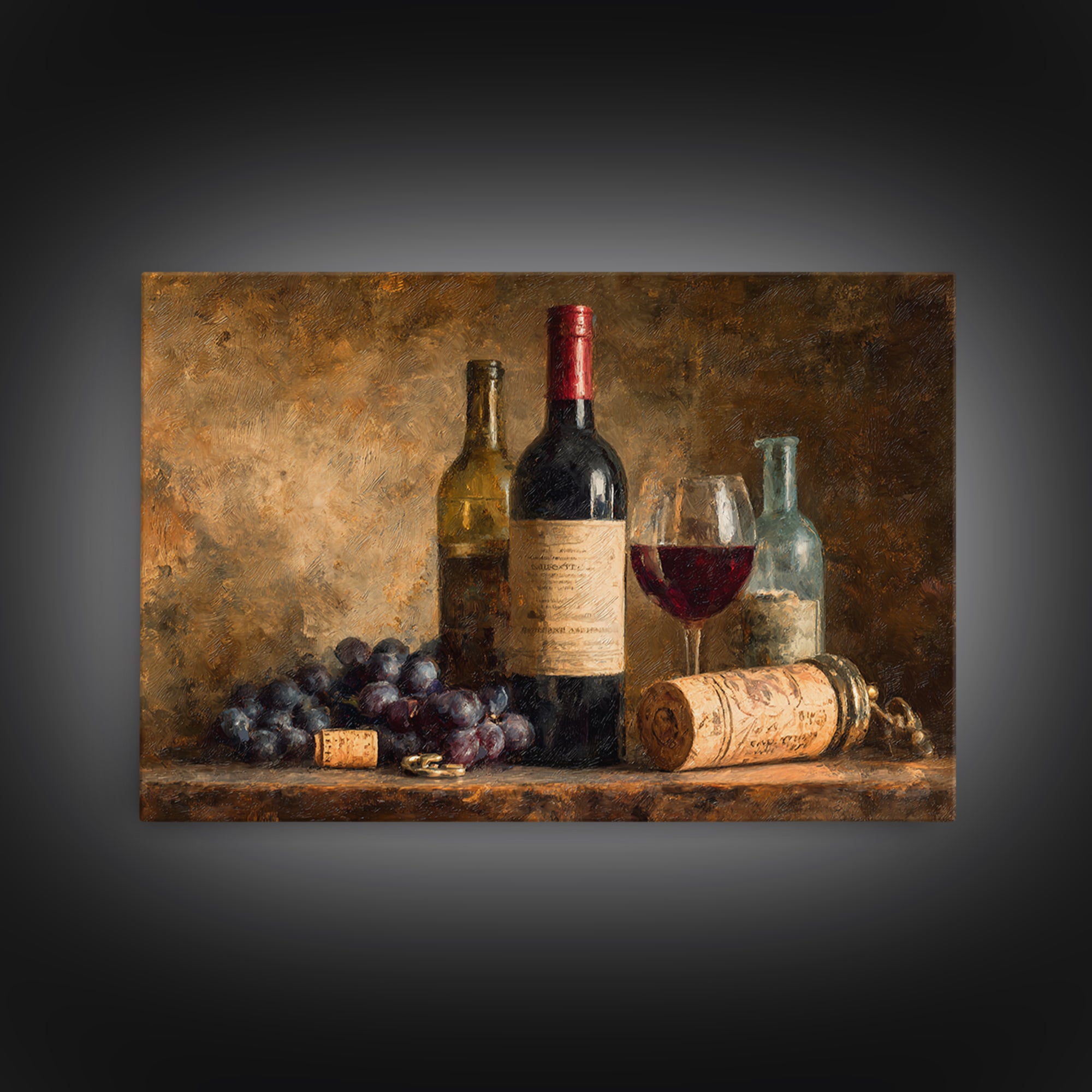 Old Cellar Key and Wine Label Shapes Canvas Print, Winery Art, Bar Decor, Winery Decor, Abstract Art, Vineyard, Boho Decor, WIN-3x2-16