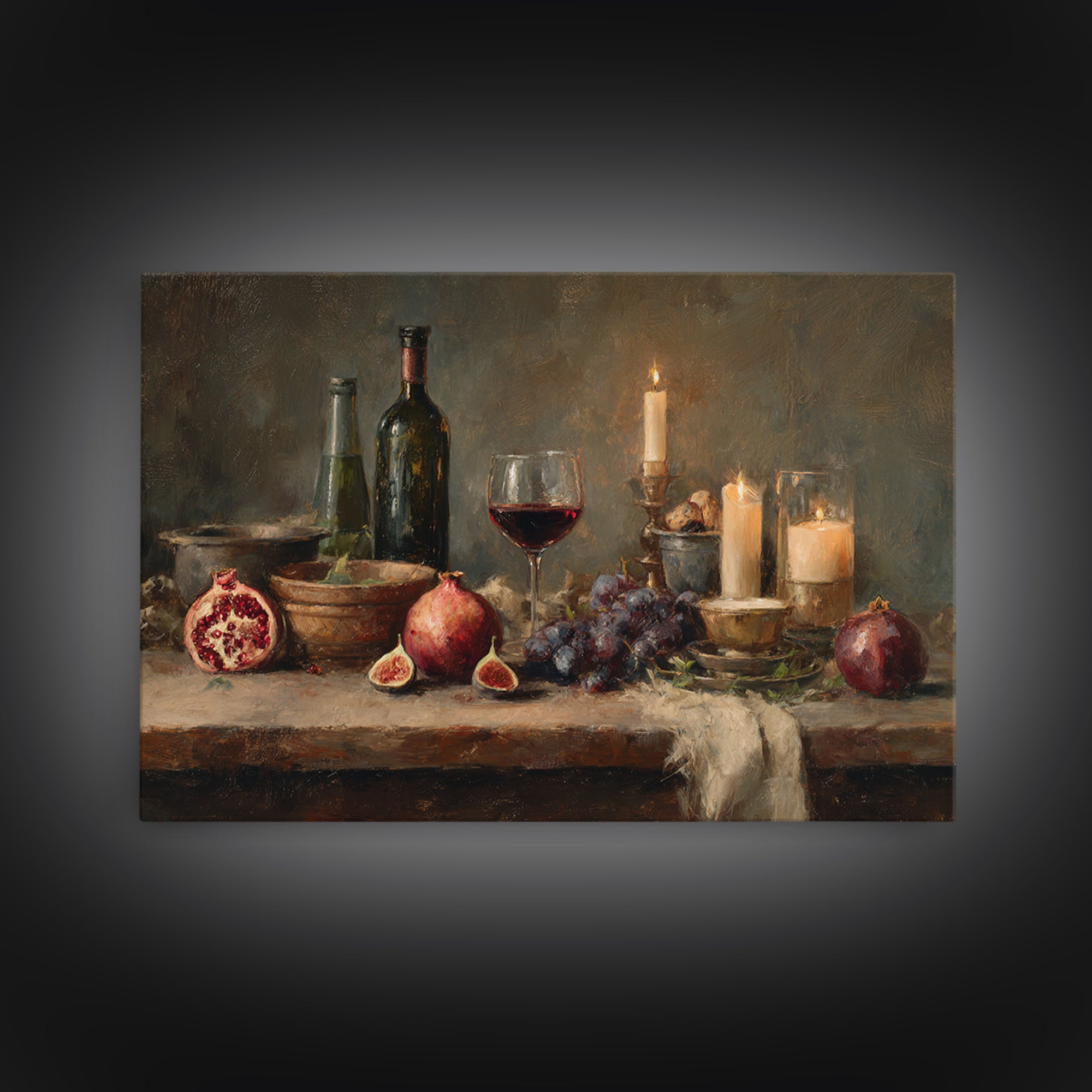 Pomegranate Figs and Red Wine Composition Canvas Print, Winery Art, Matisse Print, Winery Decor, Vineyard, Luxury Decor, WIN-3x2-21