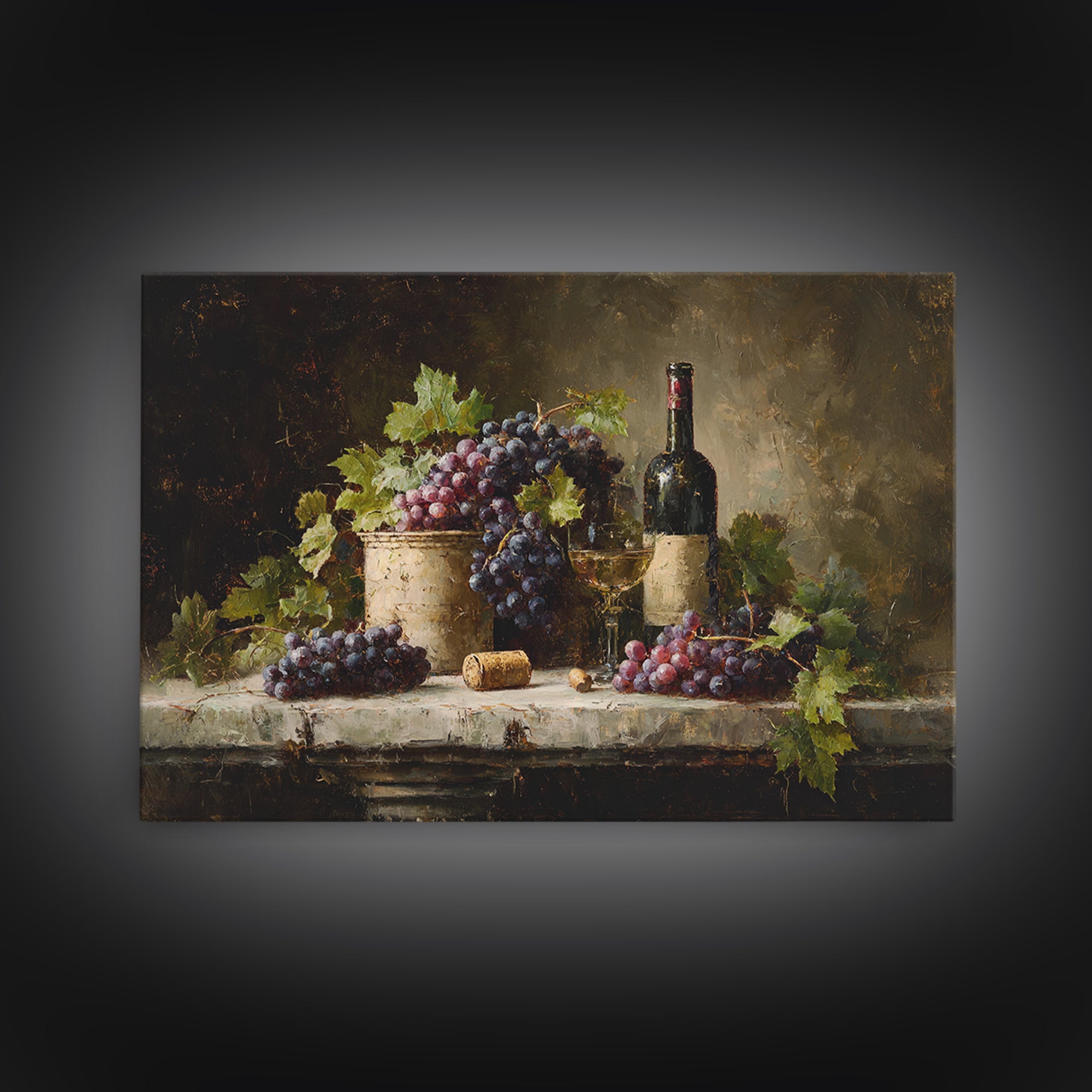 Single Grape Cluster Botanical Study Framed Canvas Print, Winery Art, Landscape Art, Winery Decor, Fine Art, Vineyard, WIN-3x2-25
