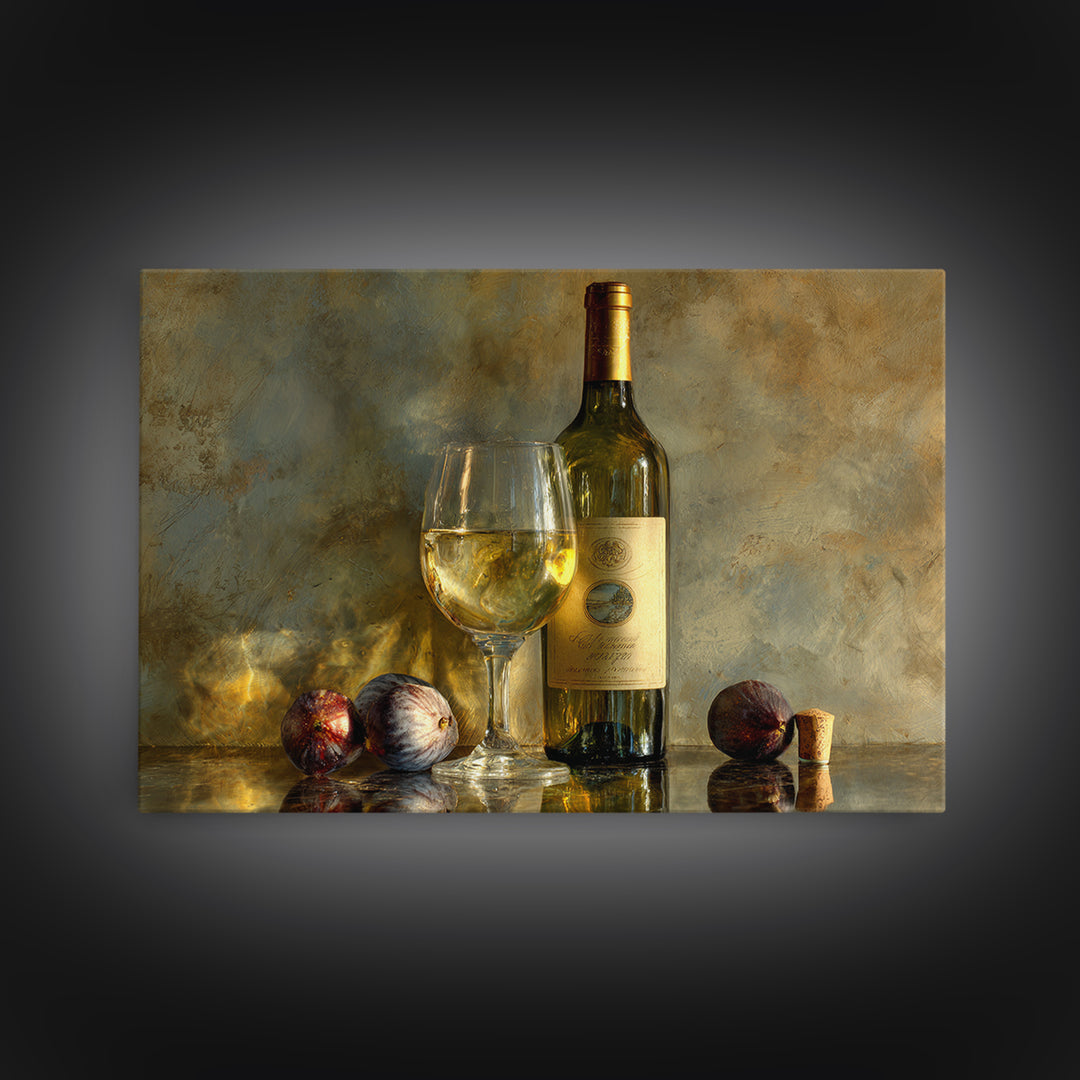 Wine Bottle and Glass Still Life Canvas Print, Winery Art, Preppy Wall Art, Winery Decor, Fine Art, Vineyard, Statement Artwork, WIN-3x2-30