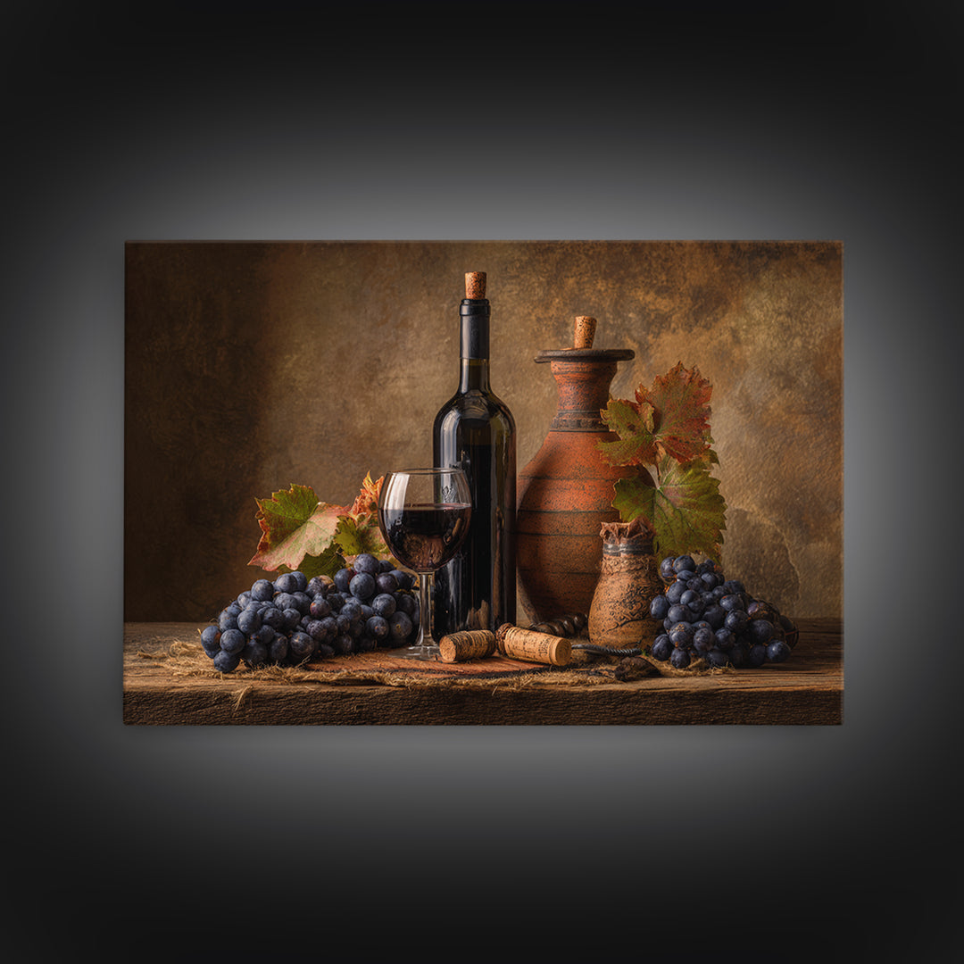 Corkscrew and Corks on Rustic Wood Canvas Print, Winery Art, Bar Art, Winery Decor, Fine Art, Vineyard, Textured Painting, WIN-3x2-32