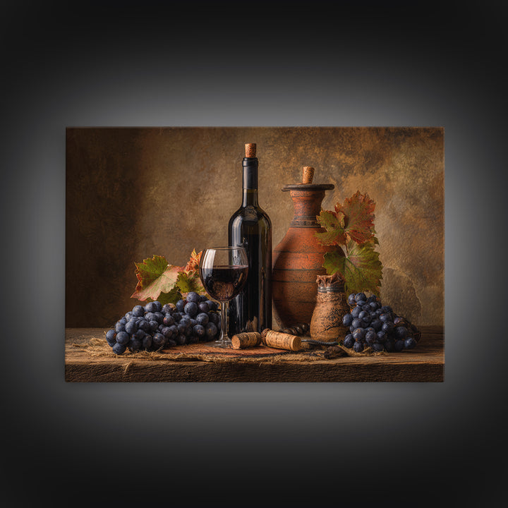 Corkscrew and Corks on Rustic Wood Canvas Print, Winery Art, Bar Art, Winery Decor, Fine Art, Vineyard, Textured Painting, WIN-3x2-32