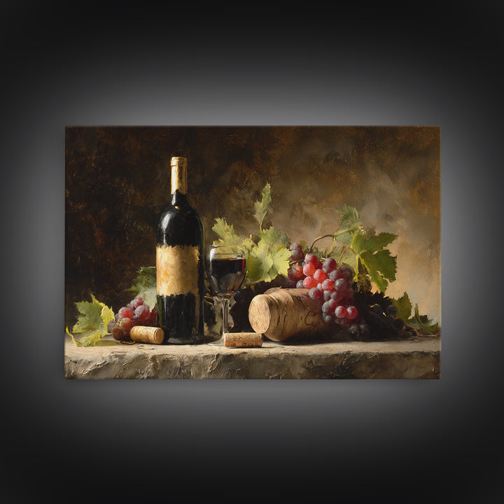 Black and Gold Wine Bottle Silhouette Canvas Print, Winery Art, Cocktail Wall Art, Winery Decor, Watercolor Art, Vineyard, WIN-3x2-44