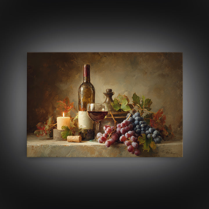 Olive Branch and Wine Glass Mediterranean Still Canvas Print, Winery Art, Landscape Art, Winery Decor, Fine Art, Vineyard, WIN-3x2-52