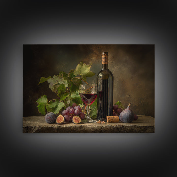 Wine Bottle and Glass Still Life Canvas Print, Winery Art, Preppy Wall Art, Winery Decor, Fine Art, Vineyard, Statement Artwork, WIN-3x2-54