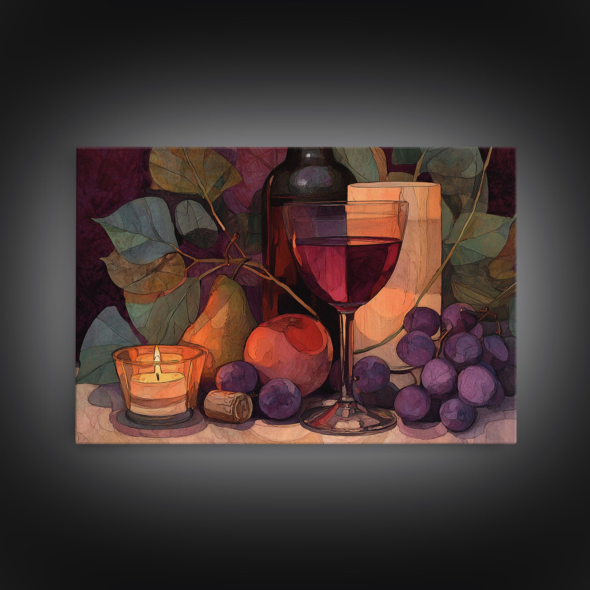 Red Wine Swirl Abstract Framed Canvas Print, Winery Art, Art Print, Winery Decor, Fine Art, Vineyard, Watercolor Painting, WIN-3x2-59