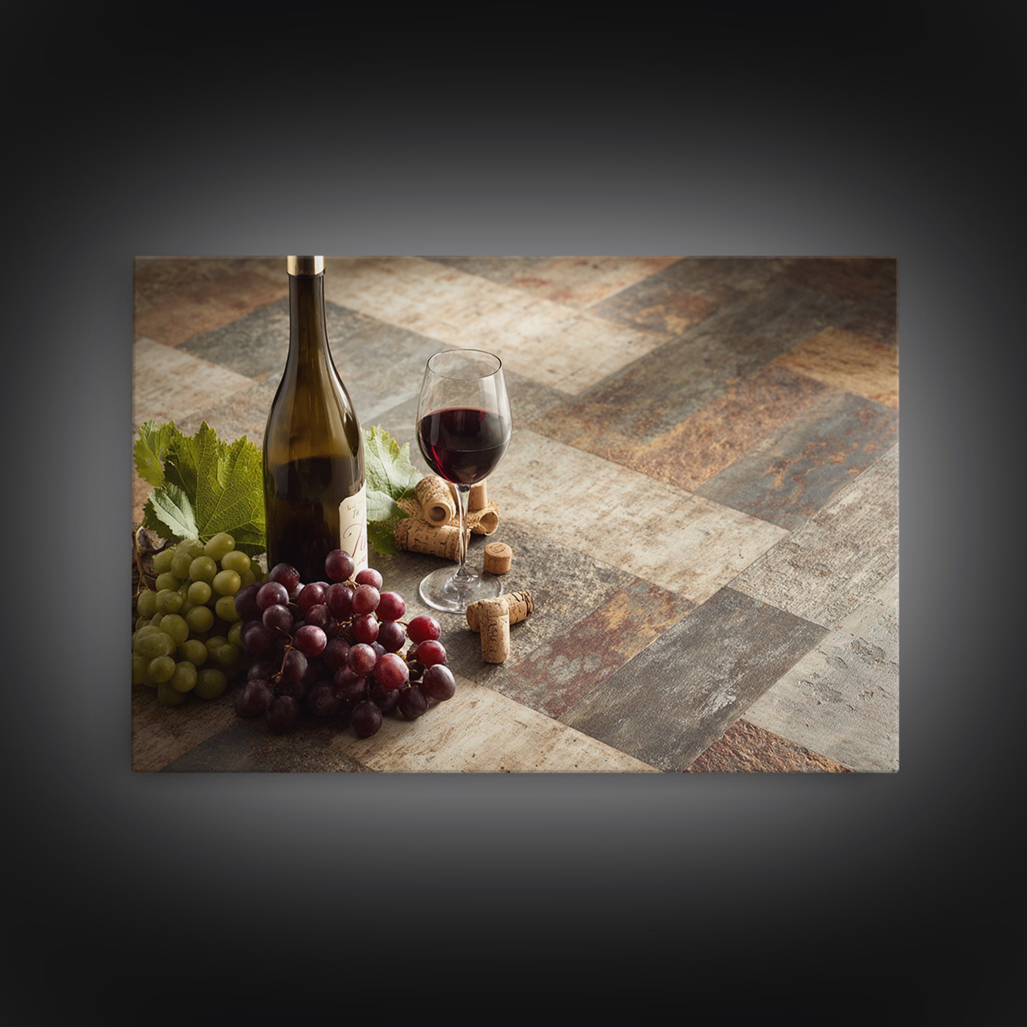 Corks Arranged as Geometric Pattern Framed Canvas Print, Winery Art, Retro Wall Art, Winery Decor, Abstract Art, Vineyard, WIN-3x2-70