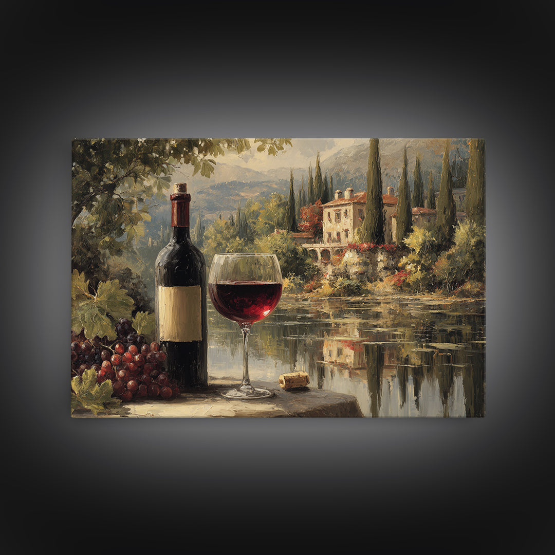 Italian Villa Vineyard Landscape Canvas Print, Winery Art, Contemporary Art, Winery Decor, Fine Art, Vineyard, Kitchen Decor, WIN-3x2-72