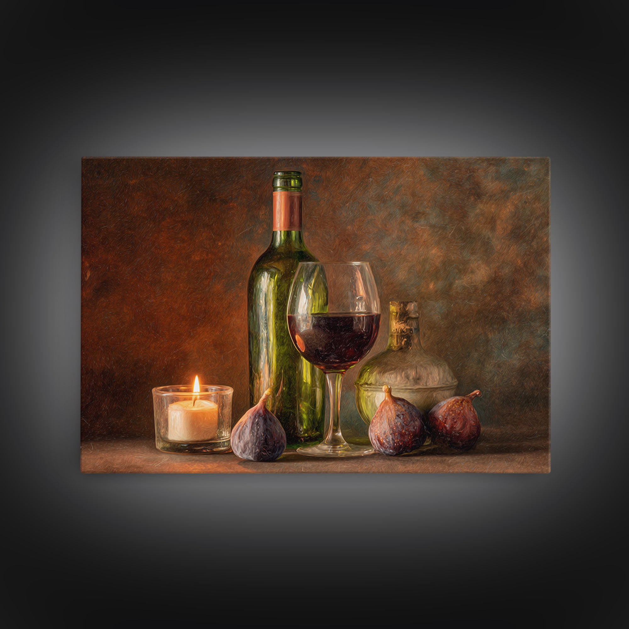 Wine Bottle and Glass Still Life Framed Canvas Print, Winery Art, Living Room Art, Winery Decor, Fine Art, Vineyard, WIN-3x2-78