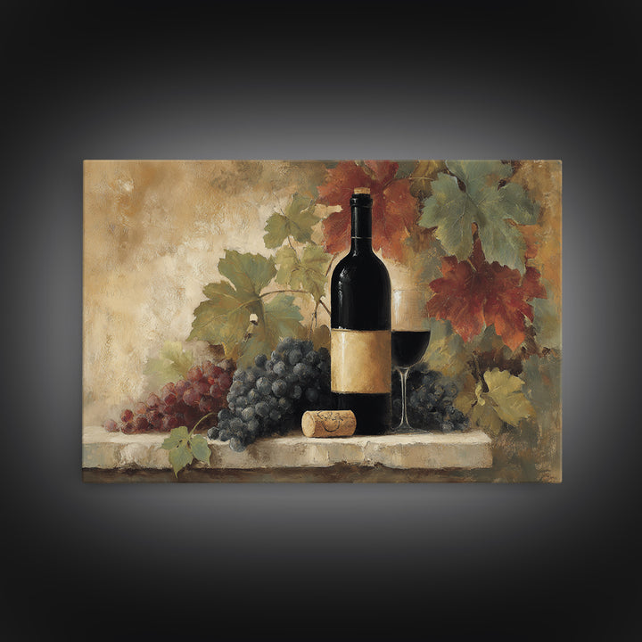 Black and Gold Wine Bottle Silhouette Framed Canvas Print, Winery Art, Painting, Winery Decor, Vineyard, Living Room Decor, WIN-3x2-92
