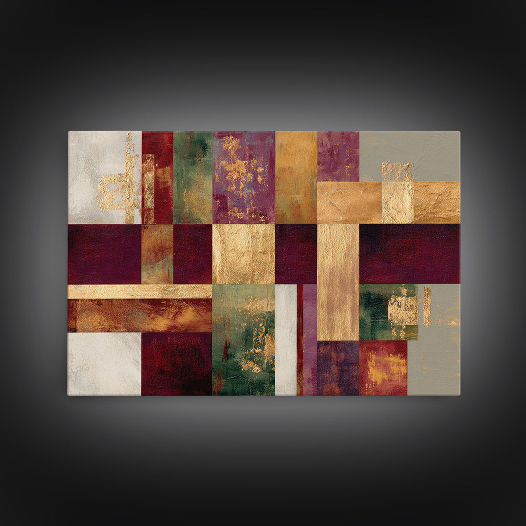 Burgundy Abstract with Gold Accents Framed Canvas Print, Winery Art, Artwork, Winery Decor, Abstract Art, Vineyard, Bar Decor, WIN-3x2-99