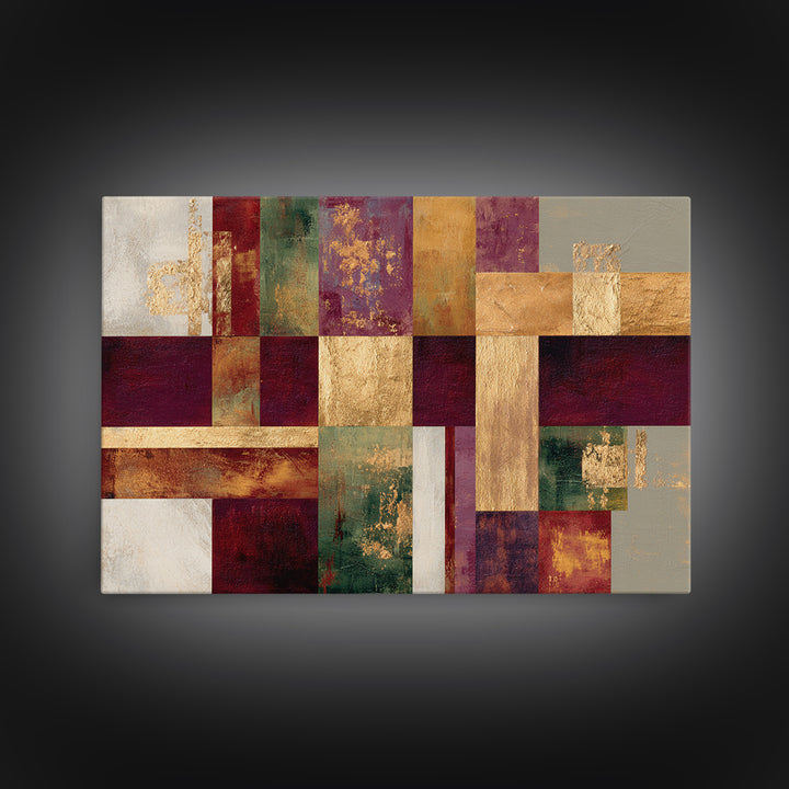 Burgundy Abstract with Gold Accents Framed Canvas Print, Winery Art, Artwork, Winery Decor, Abstract Art, Vineyard, Bar Decor, WIN-3x2-99