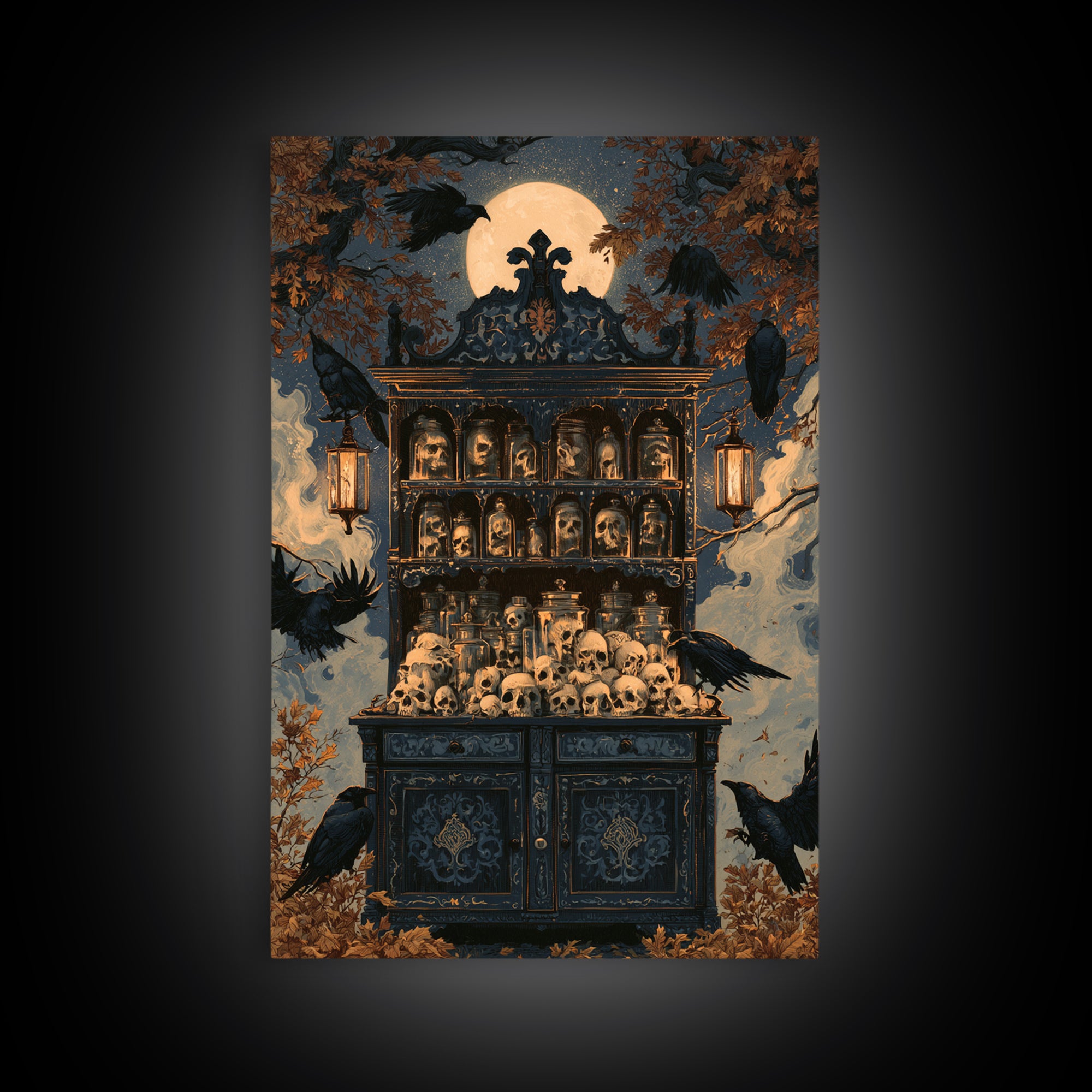 The Candlelit Skull Apothecary - Icon Portrait, Occult Wall Decor, Vertical Wall Art, Canvas Print, Halloween Home Decor, Gothic Wall Art