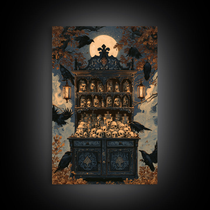 The Candlelit Skull Apothecary - Icon Portrait, Occult Wall Decor, Vertical Wall Art, Canvas Print, Halloween Home Decor, Gothic Wall Art