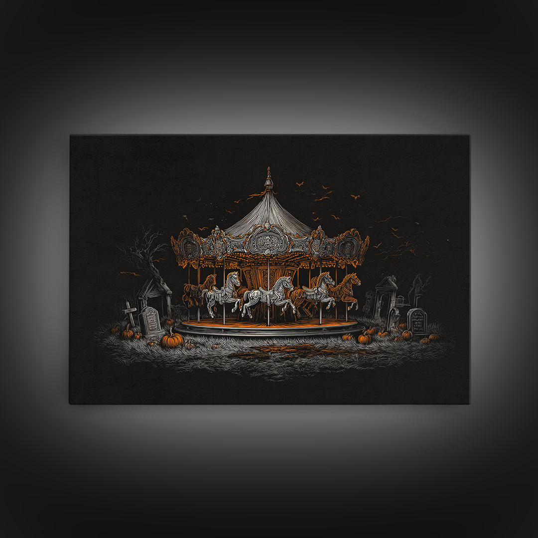 The Graveyard Carousel - Icon Portrait, Gothic Home Decor, Landscape Wall Art, Canvas Print, Halloween Home Decor, Gothic Wall Art