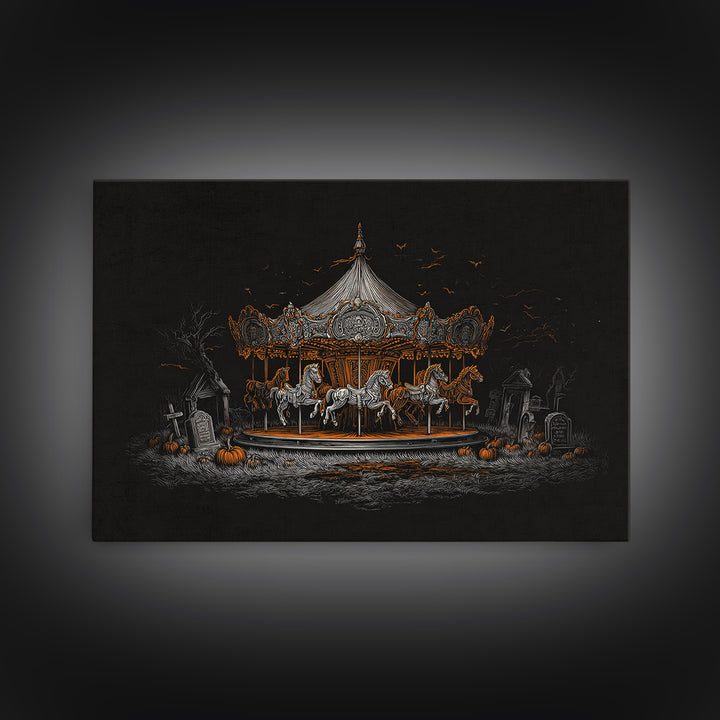 The Graveyard Carousel - Icon Portrait, Gothic Home Decor, Landscape Wall Art, Canvas Print, Halloween Home Decor, Gothic Wall Art