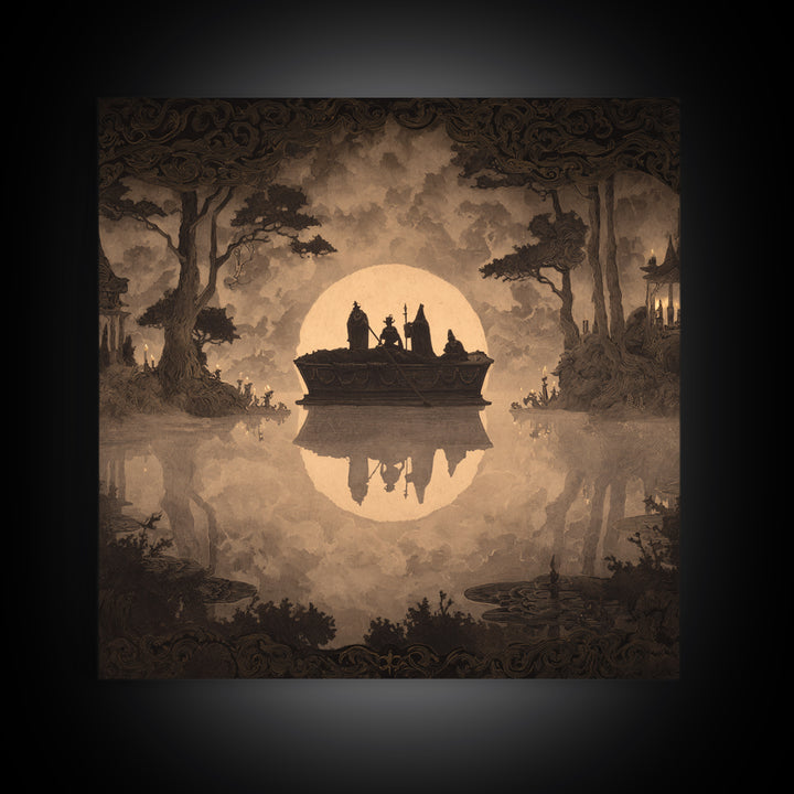 The Floating Coffin Garden - Icon Portrait, Gothic Home Decor, Square Wall Art, Canvas Print, Halloween Home Decor, Gothic Wall Art