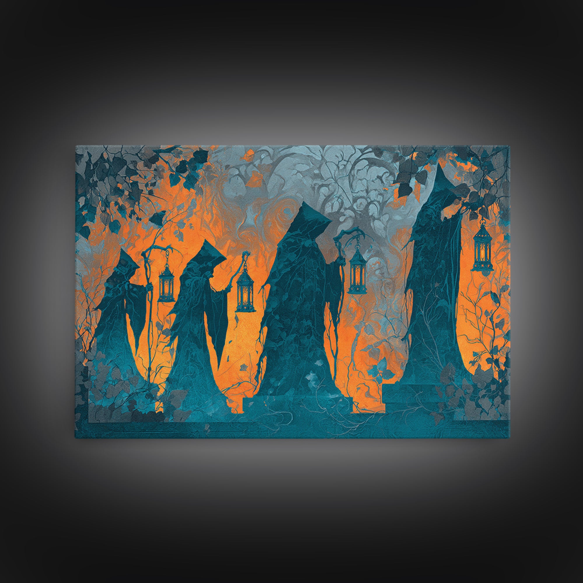 The Autumn Reaper Parade - Icon Portrait, Occult Wall Decor, Landscape Wall Art, Canvas Print, Halloween Home Decor, Gothic Wall Art