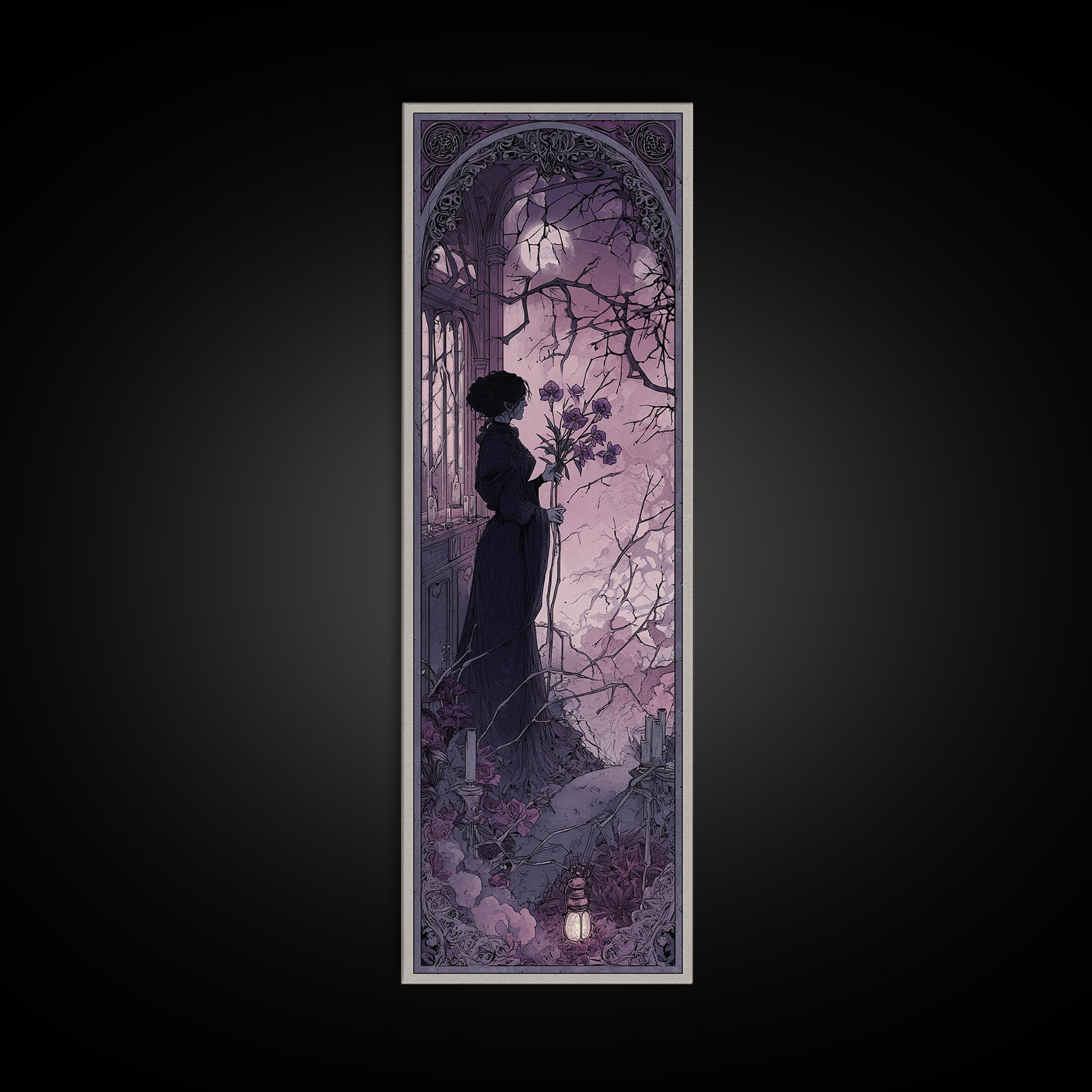 The Witch Queen Greenhouse - Icon Portrait, Dark Fantasy Wall Art, Tall Narrow Wall Art, Canvas Print, Halloween Home Decor, Gothic Wall Art