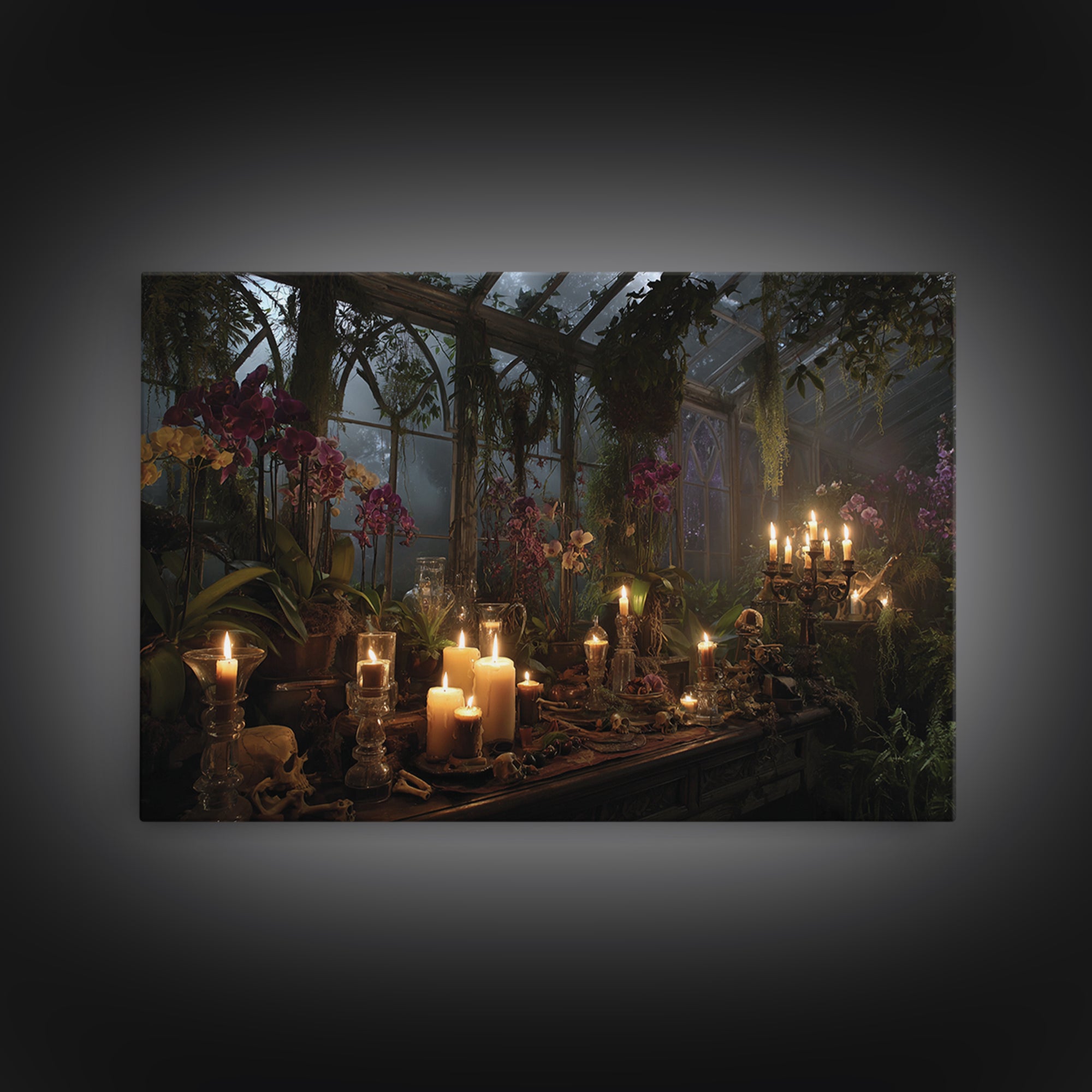 The Witch Queen Greenhouse - Occult Still Life, Dark Fantasy Wall Art, Landscape Wall Art, Canvas Print, Halloween Home Decor