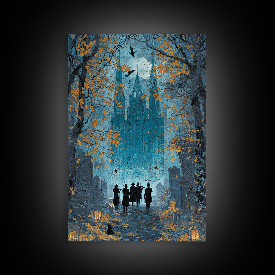 The Ghostly Violin Procession - Icon Portrait, Dark Fantasy Wall Art, Vertical Wall Art, Canvas Print, Halloween Home Decor, Gothic Wall Art