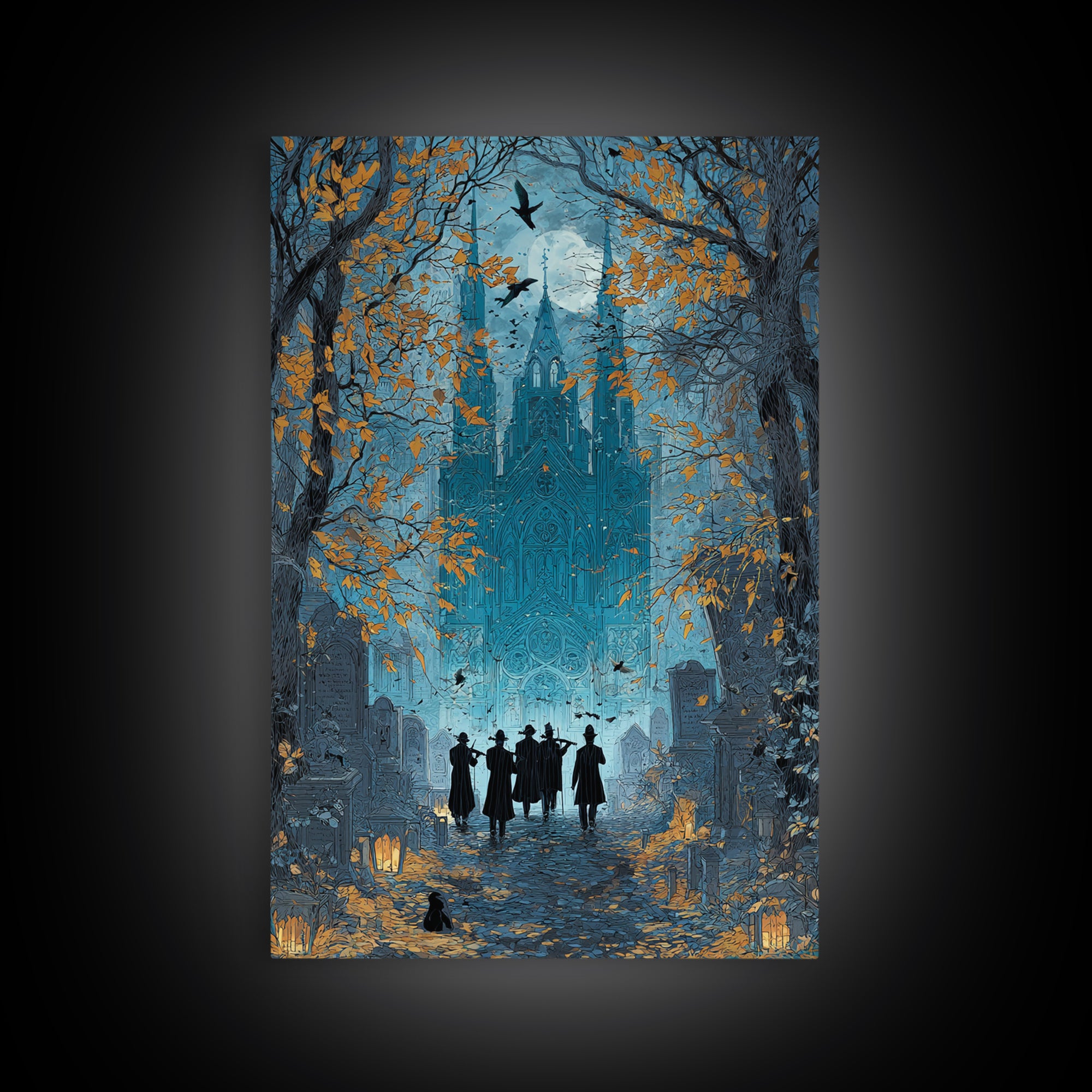 The Ghostly Violin Procession - Icon Portrait, Dark Fantasy Wall Art, Vertical Wall Art, Canvas Print, Halloween Home Decor, Gothic Wall Art