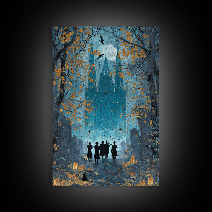The Ghostly Violin Procession - Icon Portrait, Dark Fantasy Wall Art, Vertical Wall Art, Canvas Print, Halloween Home Decor, Gothic Wall Art