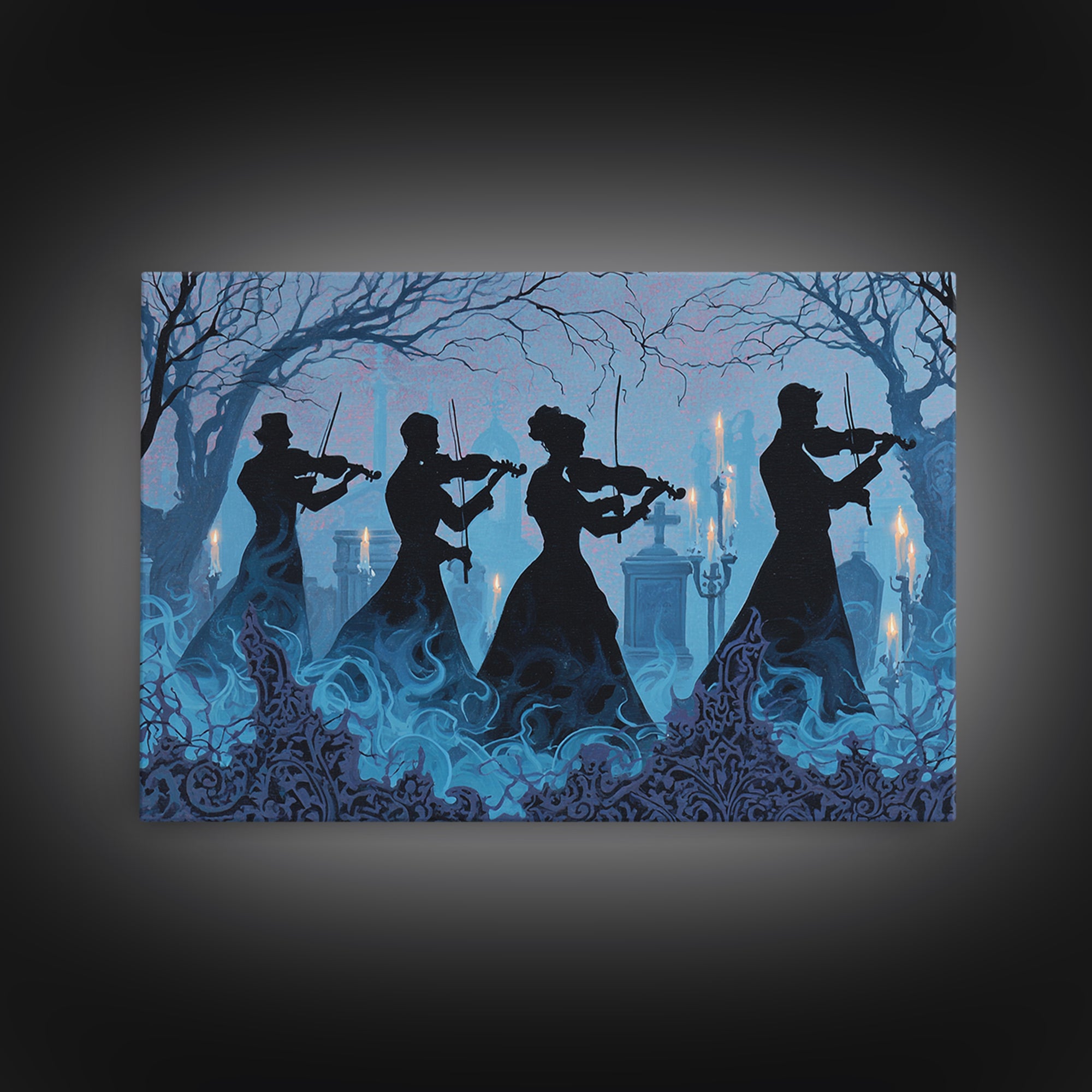The Ghostly Violin Procession - Icon Portrait, Gothic Home Decor, Landscape Wall Art, Canvas Print, Halloween Home Decor, Gothic Wall Art