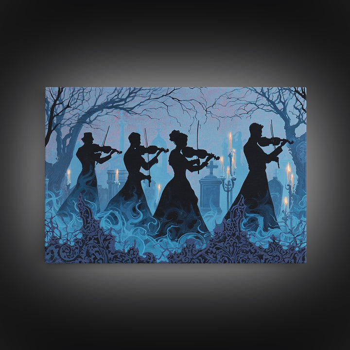 The Ghostly Violin Procession - Icon Portrait, Gothic Home Decor, Landscape Wall Art, Canvas Print, Halloween Home Decor, Gothic Wall Art
