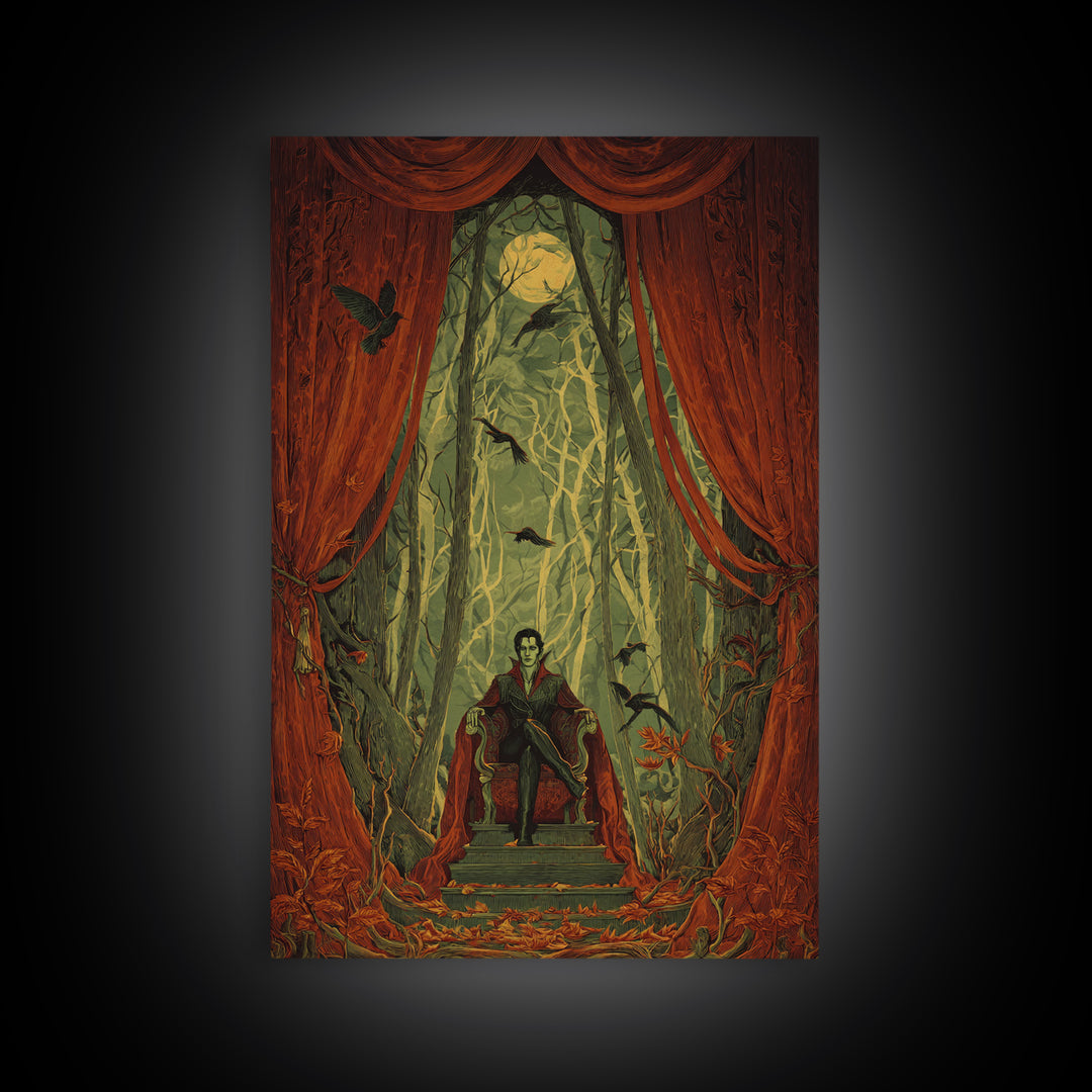 The Velvet Vampire Conservatory - Icon Portrait, Macabre Halloween Art, Vertical Wall Art, Framed Canvas Print, Halloween Home Decor