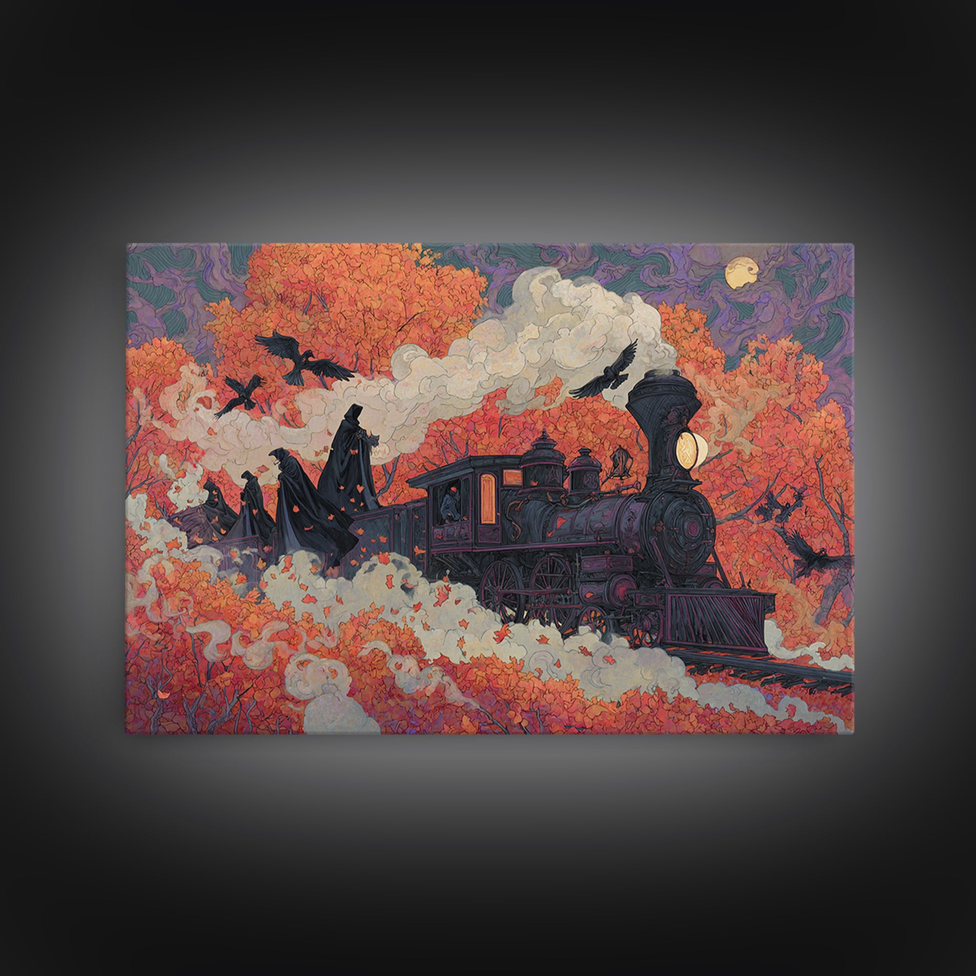 The Phantom Train Of October - Procession Scene, Gothic Home Decor, Landscape Wall Art, Canvas Print, Halloween Home Decor, Gothic Wall Art