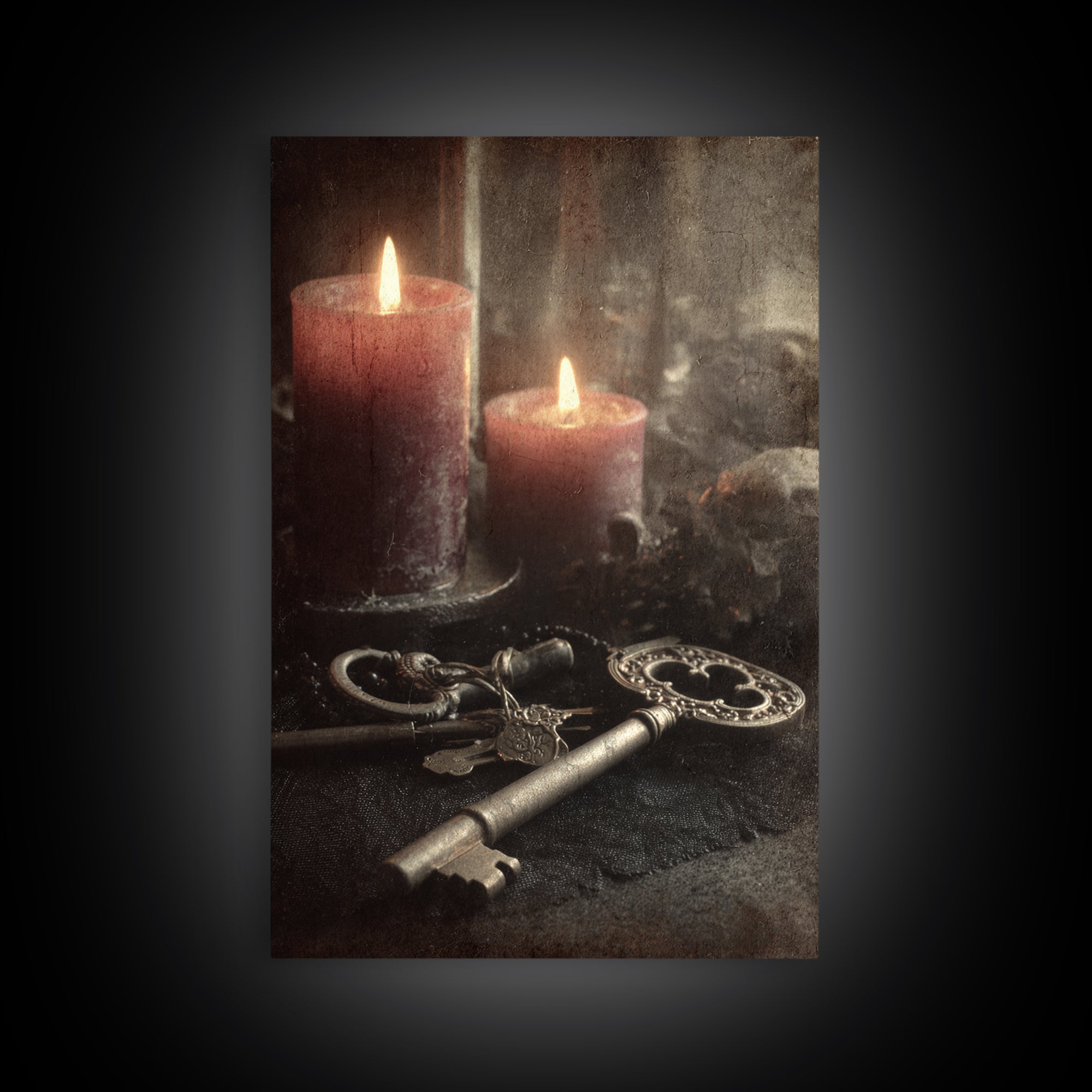 The Bone Key Still Life - Icon Portrait, Occult Wall Decor, Vertical Wall Art, Canvas Print, Halloween Home Decor, Gothic Wall Art