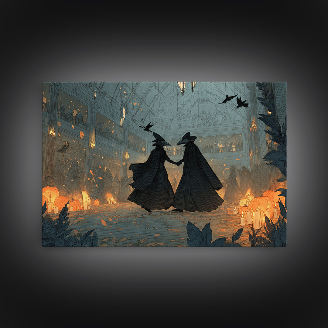 The Raven-Masked Ballroom - Procession Scene, Dark Fantasy Wall Art, Landscape Wall Art, Canvas Print, Halloween Home Decor, Gothic Wall Art