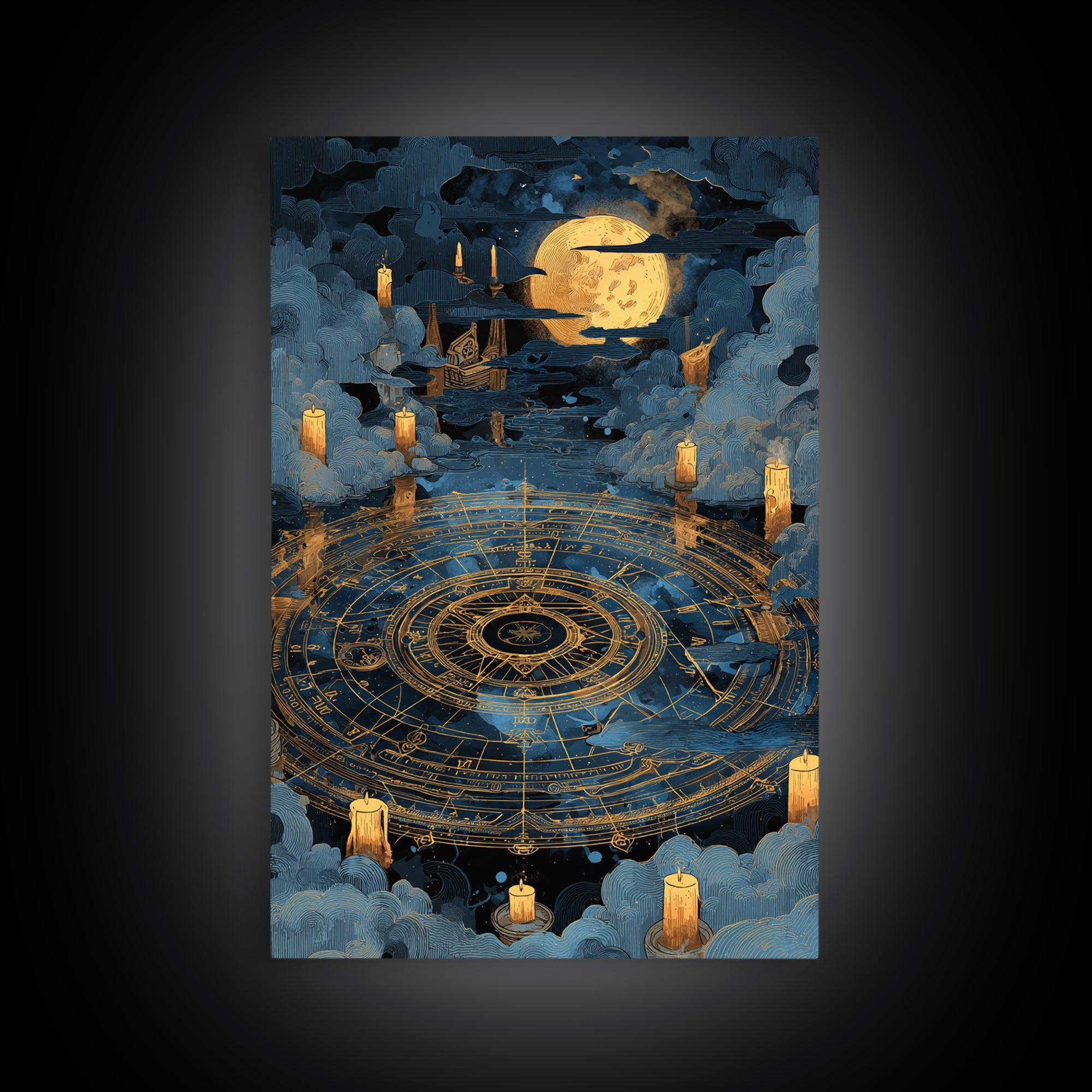 The Cursed Astrolabe - Icon Portrait, Spooky Wall Decor, Vertical Wall Art, Framed Canvas Print, Halloween Home Decor, Gothic Wall Art