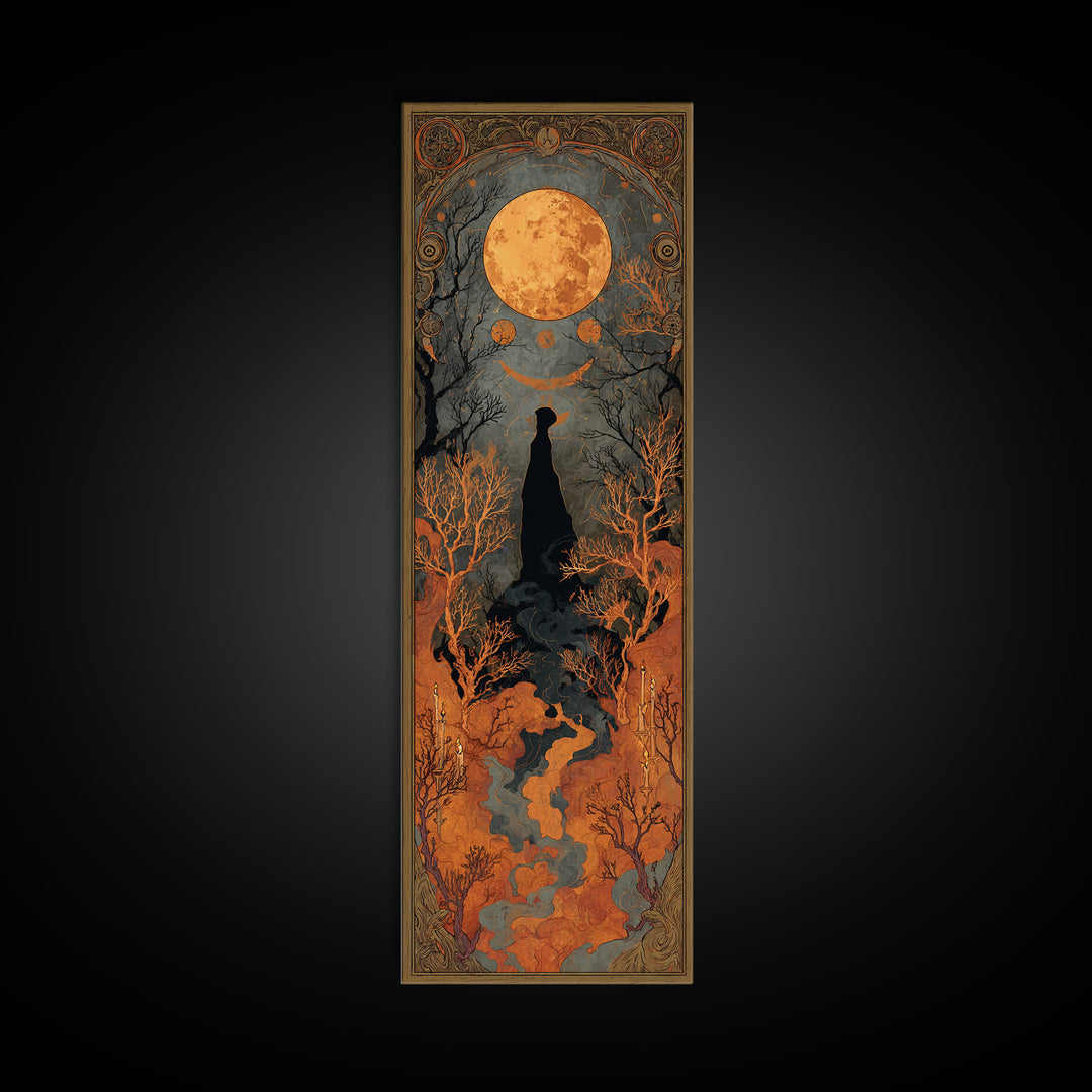 The Witch Astronomical Cabinet - Icon Portrait, Spooky Wall Decor, Tall Narrow Wall Art, Framed Canvas Print, Halloween Home Decor