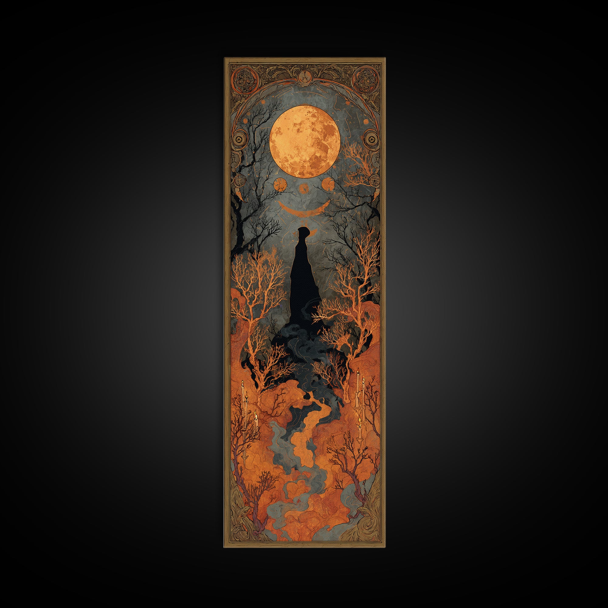 The Witch Astronomical Cabinet - Icon Portrait, Spooky Wall Decor, Tall Narrow Wall Art, Framed Canvas Print, Halloween Home Decor