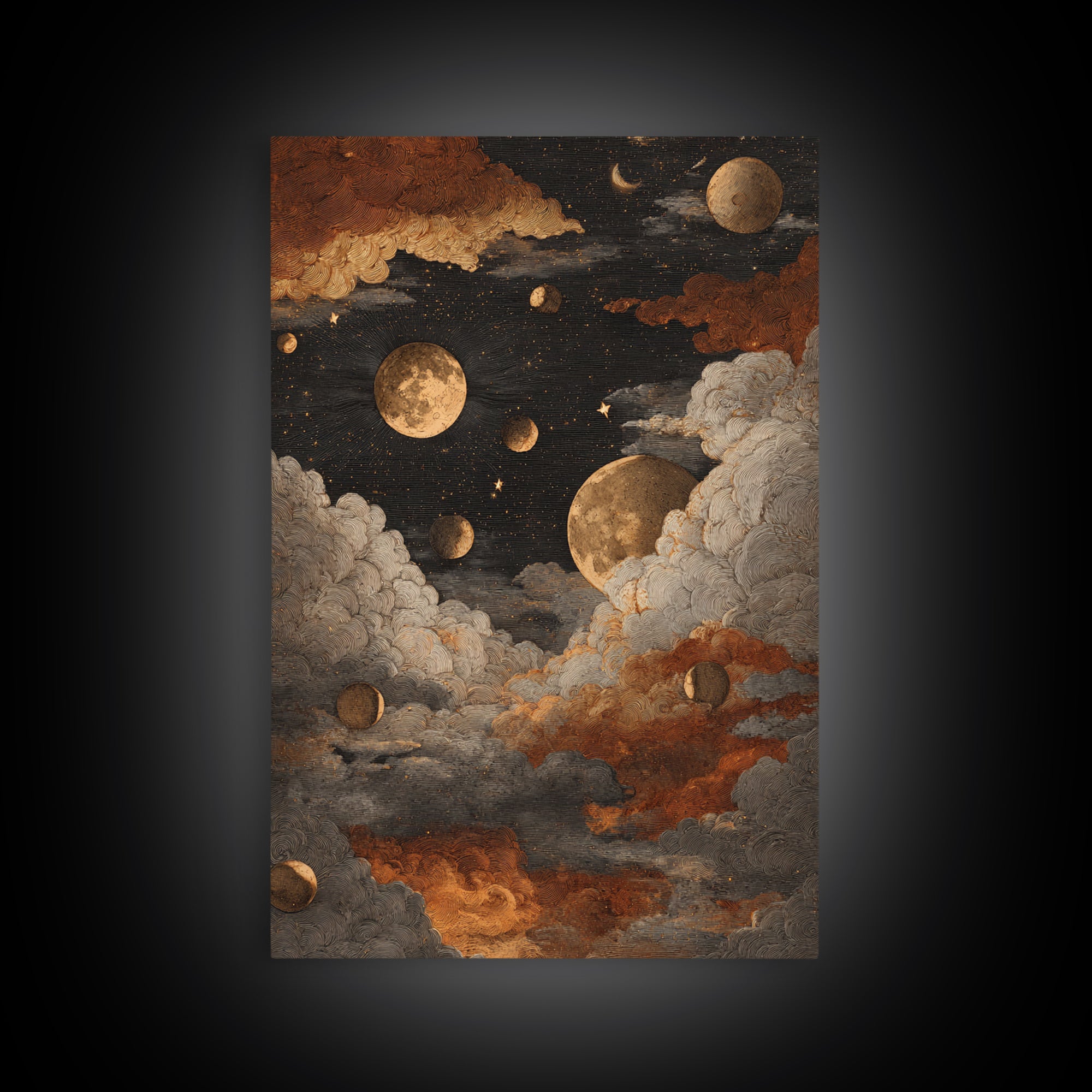 The Witch Astronomical Cabinet - Surreal Celestial Vision, Occult Wall Decor, Vertical Wall Art, Canvas Print, Halloween Home Decor