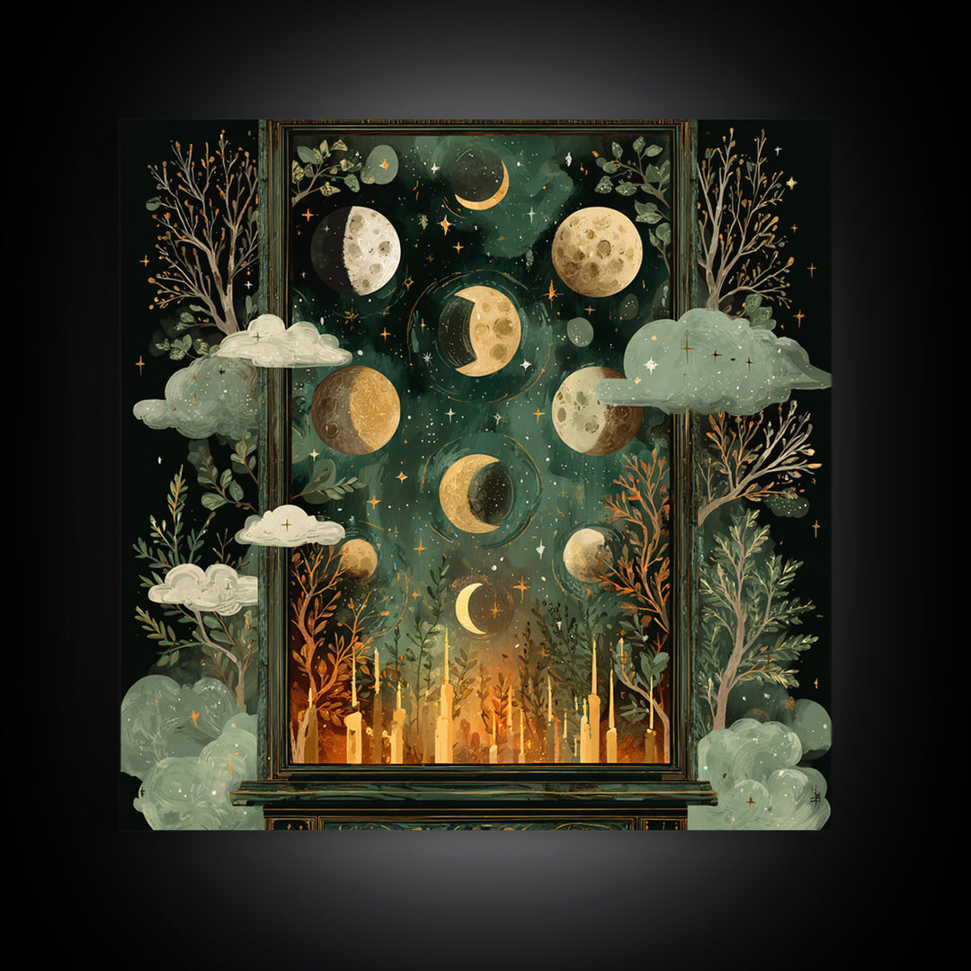 The Witch Astronomical Cabinet - Surreal Celestial Vision, Dark Fantasy Wall Art, Square Wall Art, Canvas Print, Halloween Home Decor