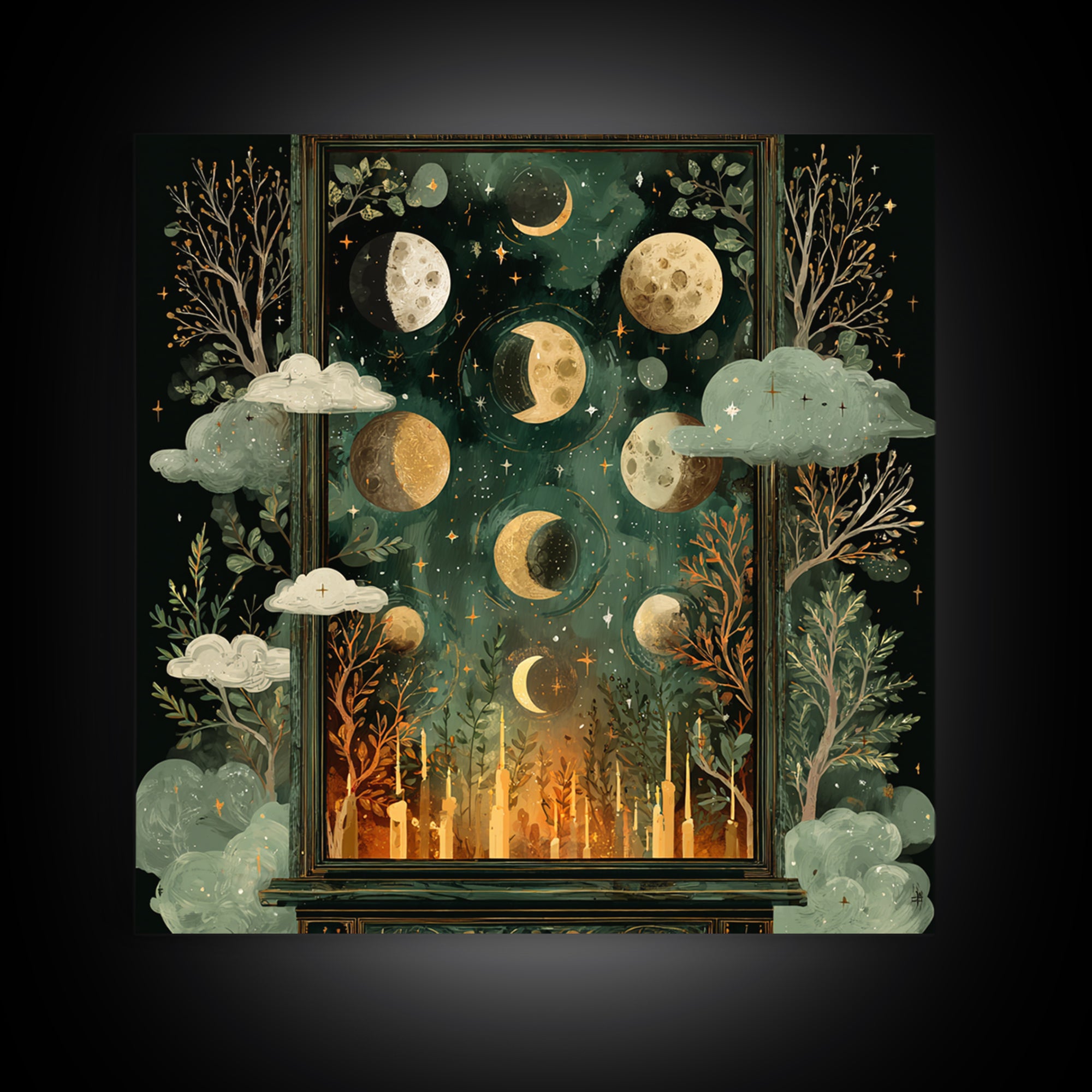 The Witch Astronomical Cabinet - Surreal Celestial Vision, Dark Fantasy Wall Art, Square Wall Art, Canvas Print, Halloween Home Decor