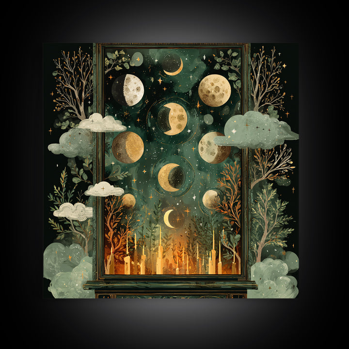 The Witch Astronomical Cabinet - Surreal Celestial Vision, Dark Fantasy Wall Art, Square Wall Art, Canvas Print, Halloween Home Decor