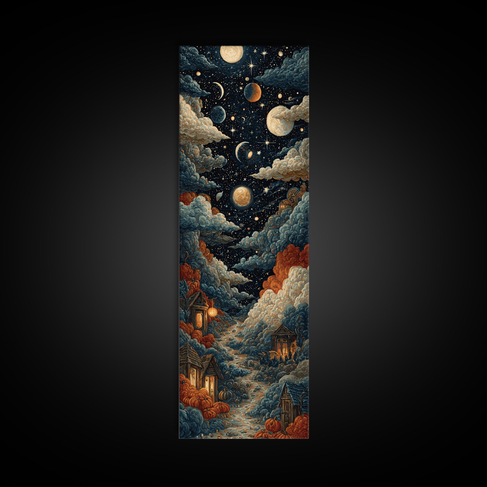The Witch Astronomical Cabinet - Surreal Celestial Vision, Spooky Wall Decor, Tall Narrow Wall Art, Framed Canvas Print, Gothic Wall Art